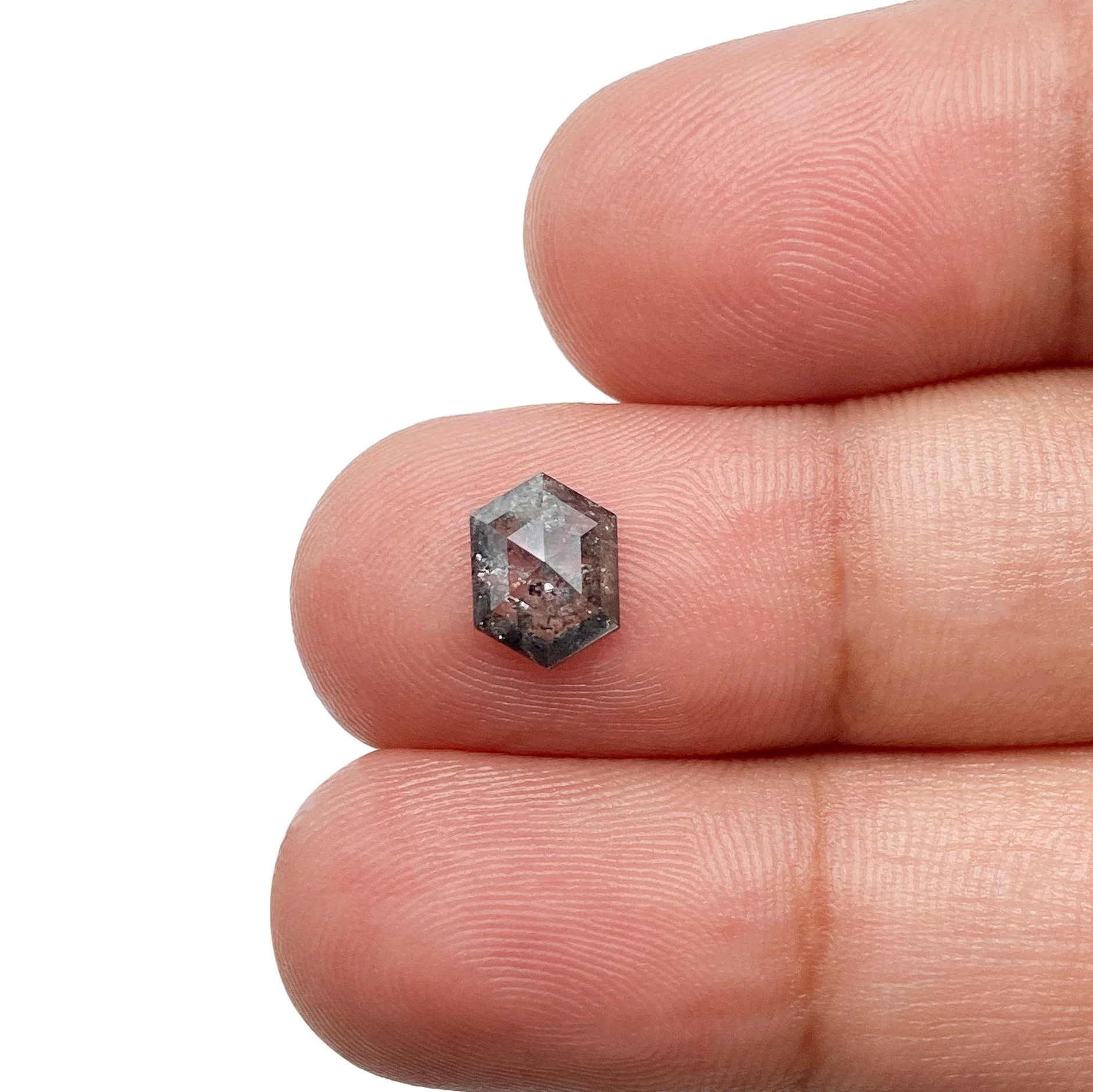 0.86ct | Salt & Pepper Hexagon Shape Rose Cut Diamond - Image 3