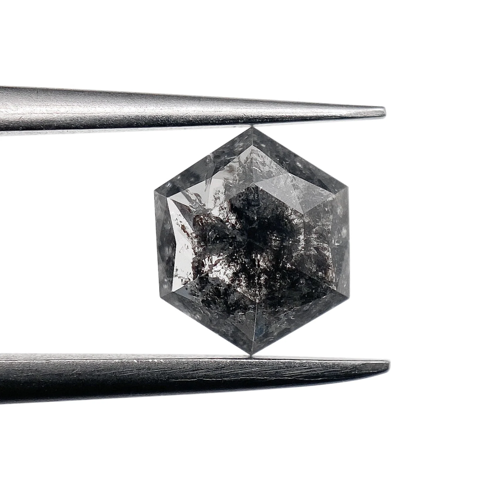 0.88ct | Salt & Pepper Hexagon Shape Rose Cut Diamond - Image 2