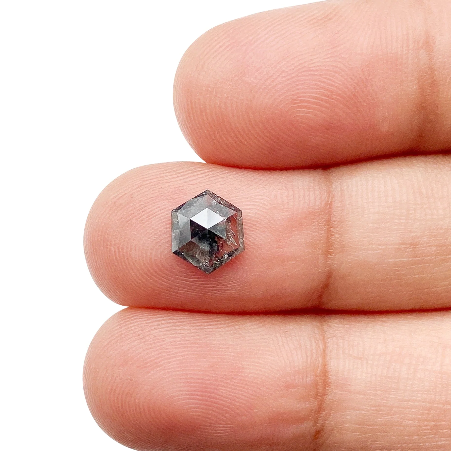 0.88ct | Salt & Pepper Hexagon Shape Rose Cut Diamond - Image 3