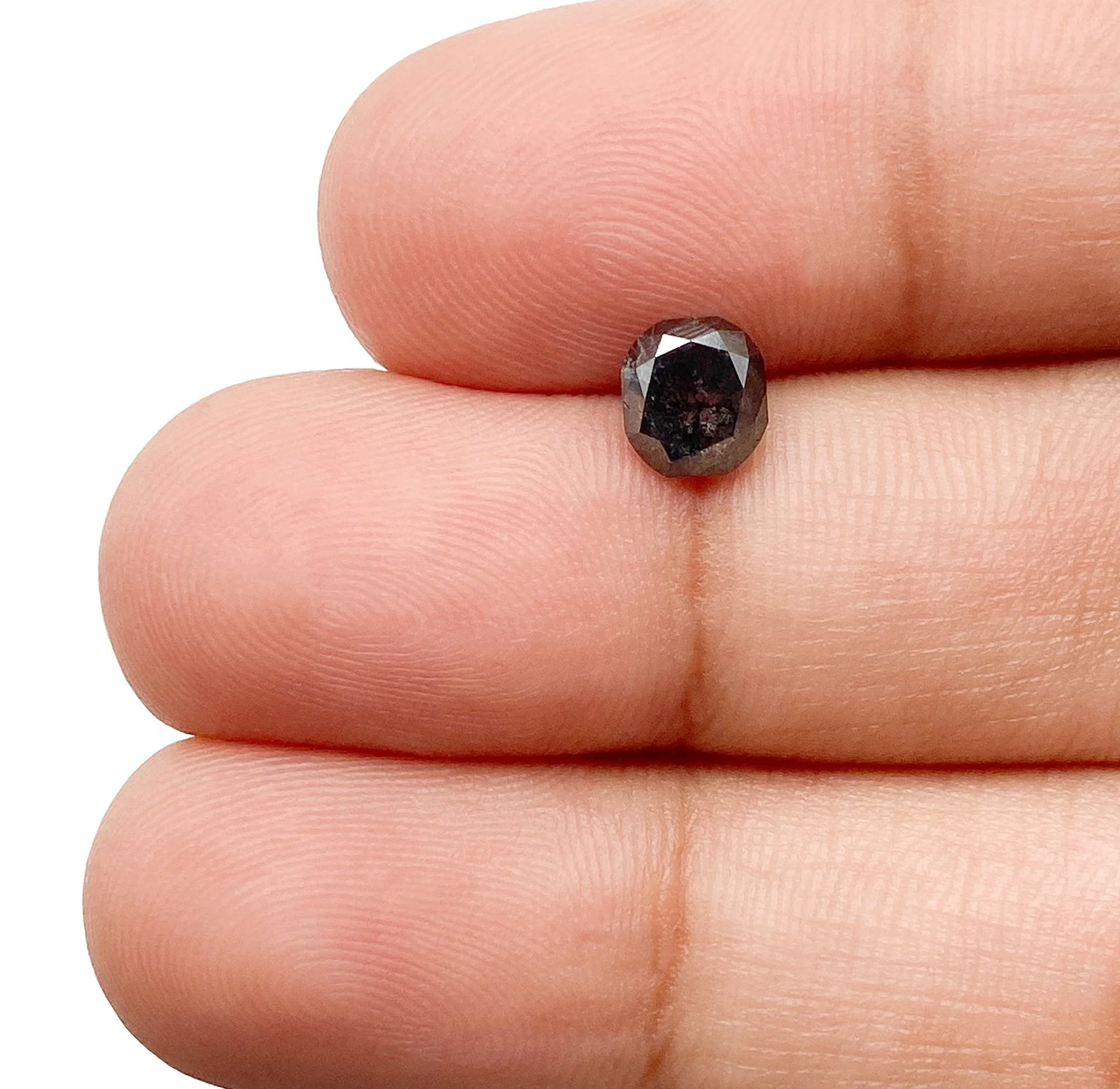 0.94ct | Salt & Pepper Cushion Shape Rose Cut Diamond - Image 3