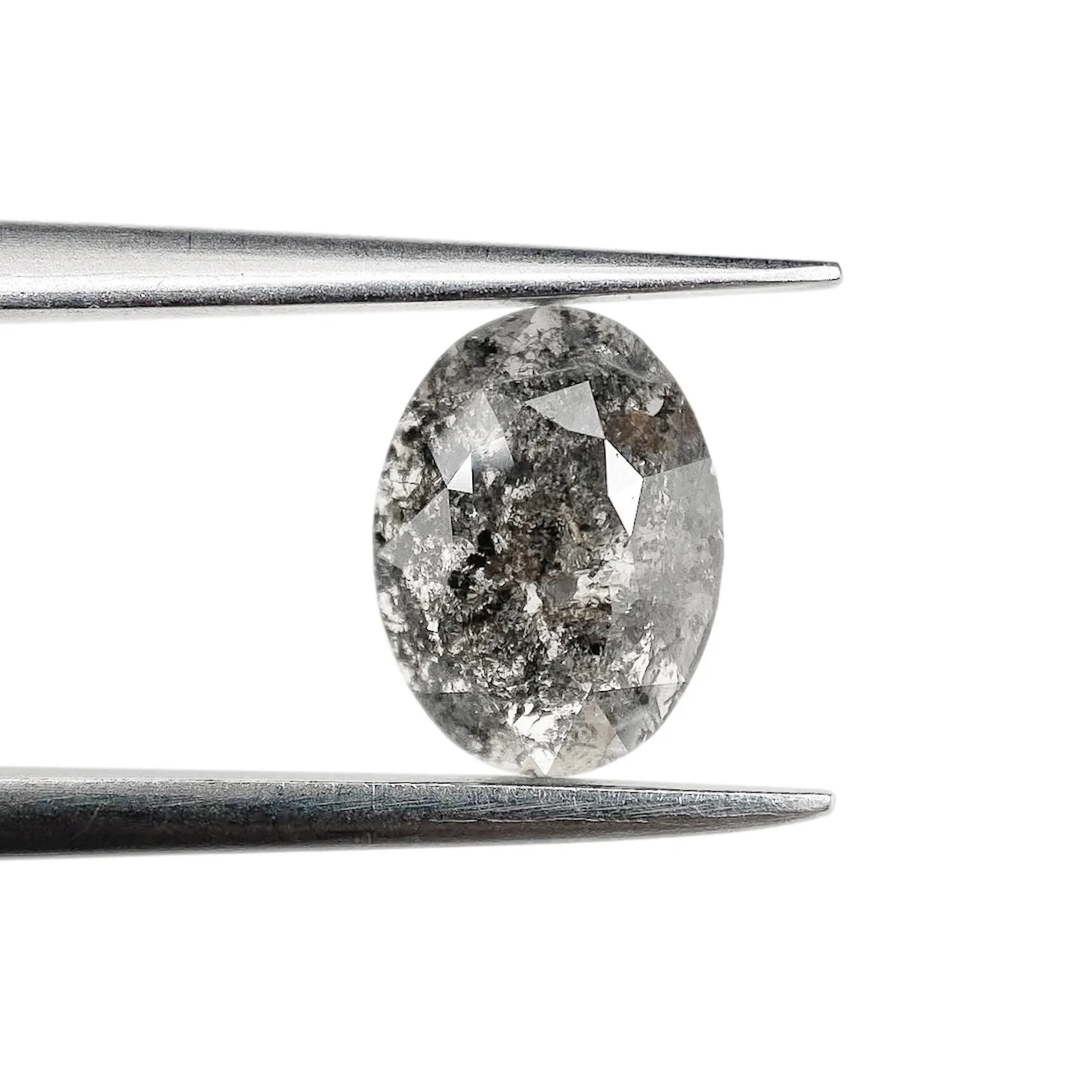 0.96ct | Salt & Pepper Oval Shape Rose Cut Diamond - Image 2