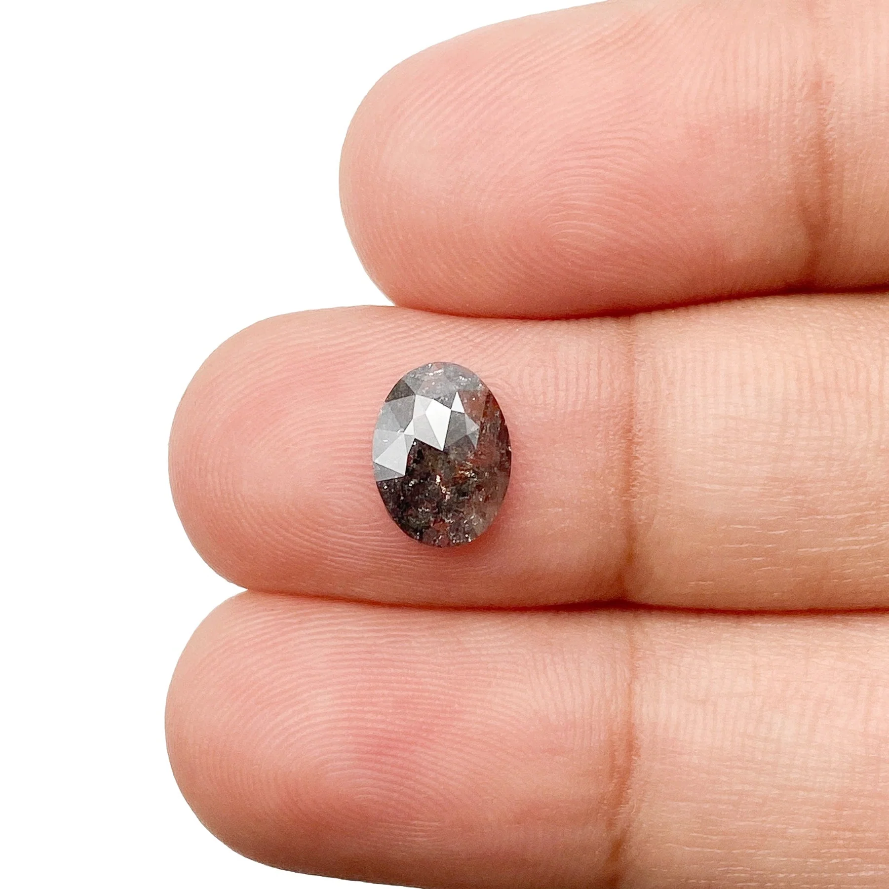 0.96ct | Salt & Pepper Oval Shape Rose Cut Diamond - Image 3