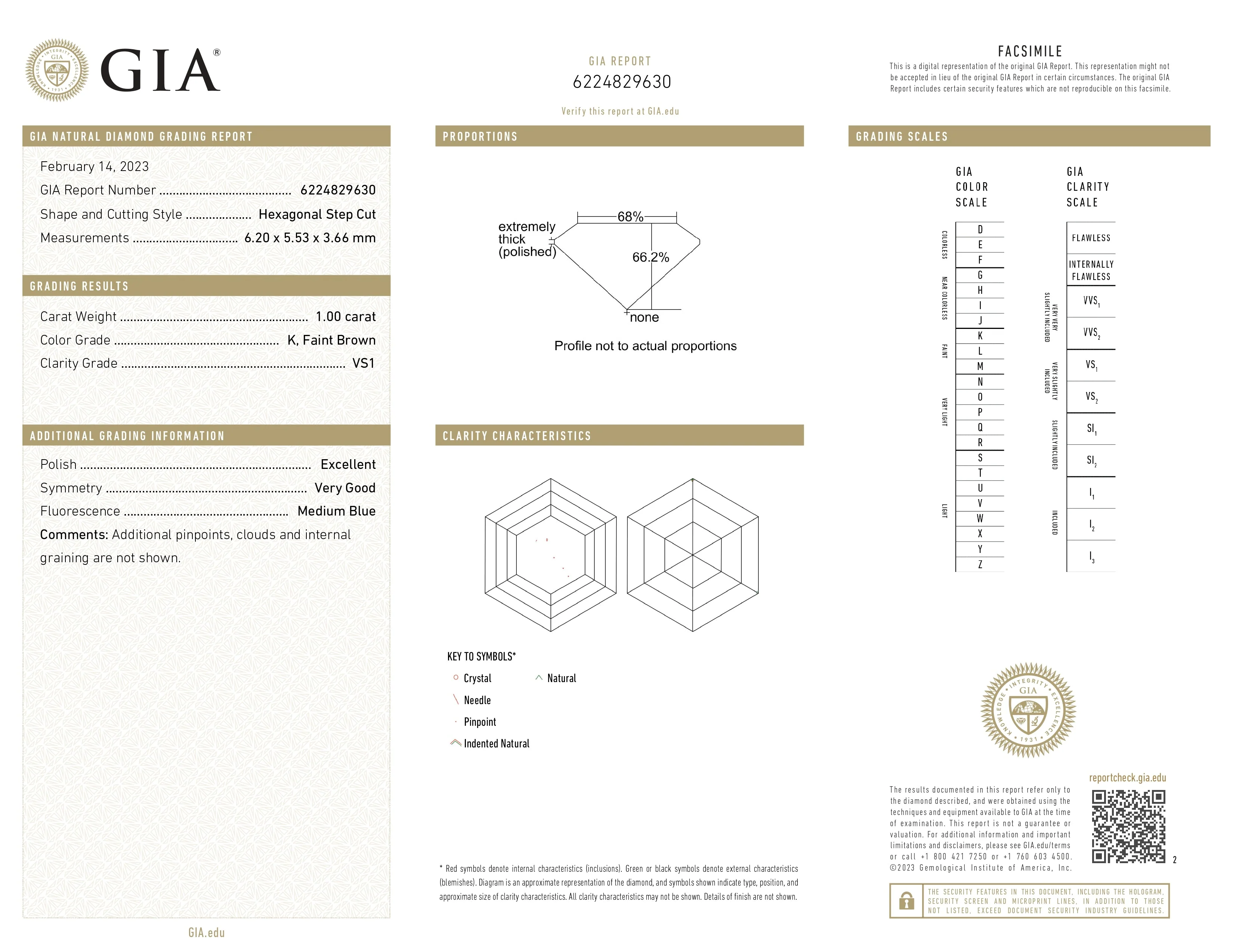 1.00ct | K/VS1 Hexagon Shape Step Cut Diamond (GIA) - Image 6