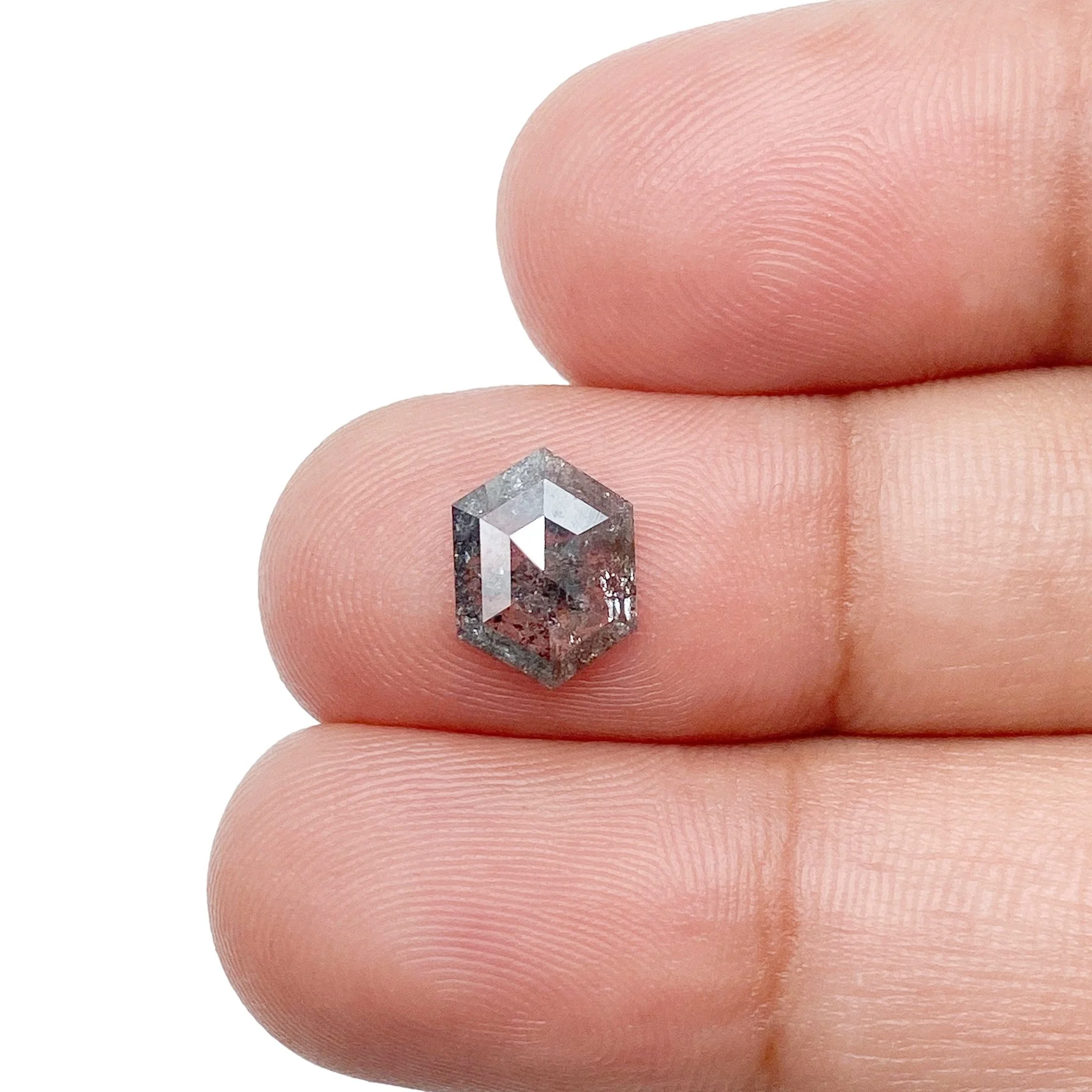 1.05ct | Salt & Pepper Hexagon Shape Rose Cut Diamond - Image 3
