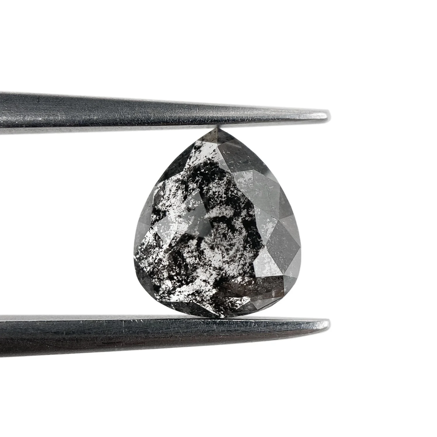 1.05ct | Salt & Pepper Pear Shape Rose Cut Diamond - Image 2