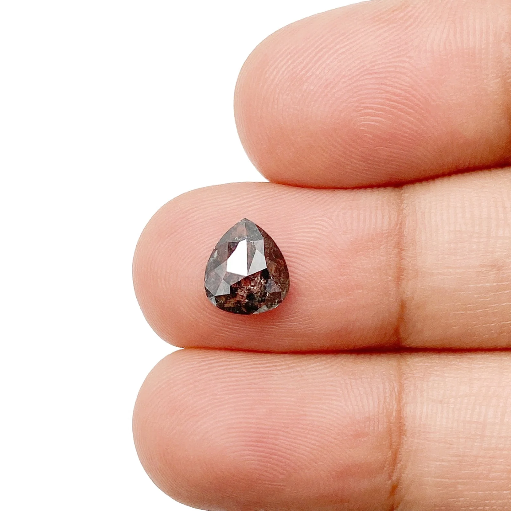 1.05ct | Salt & Pepper Pear Shape Rose Cut Diamond - Image 3