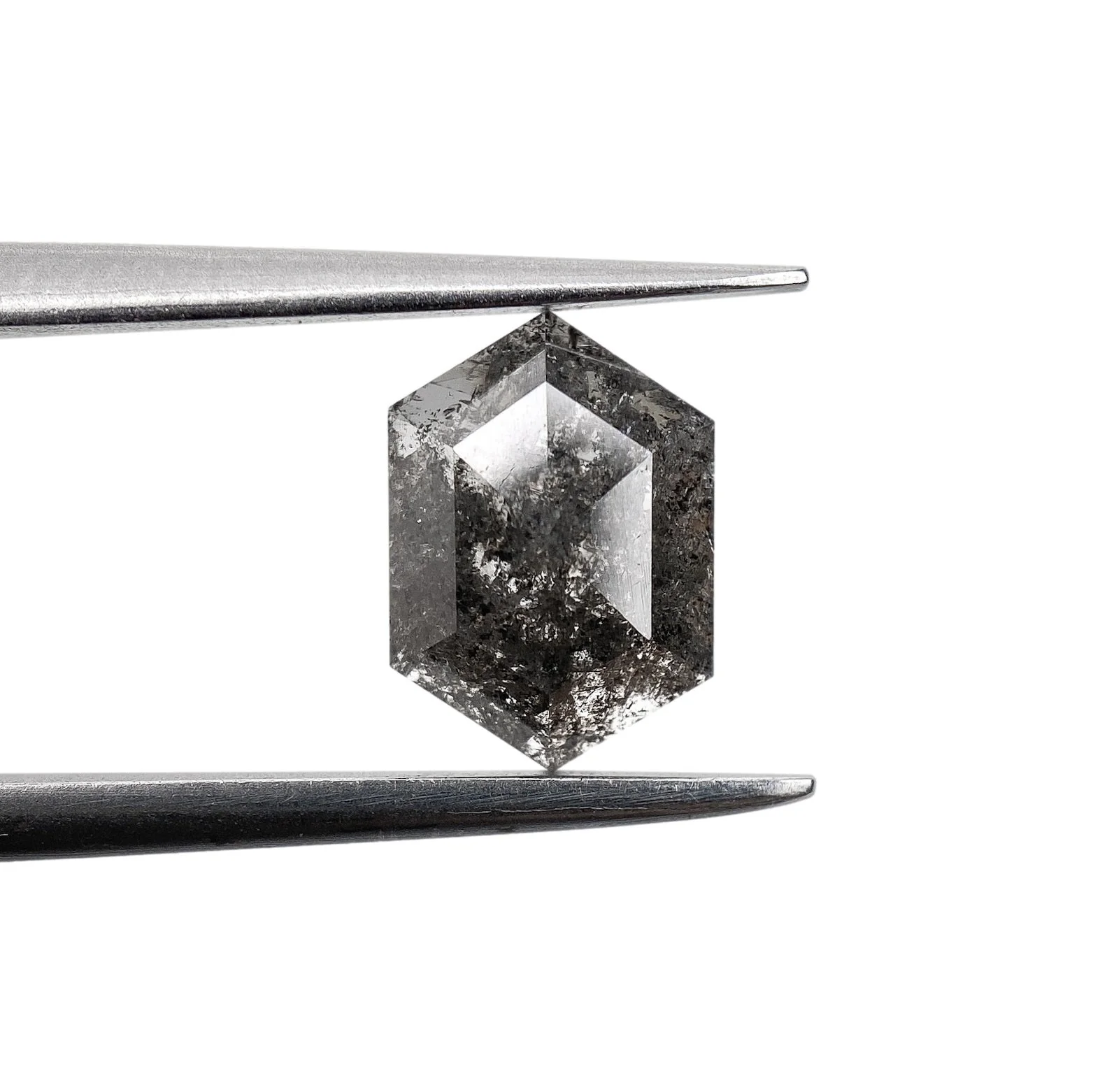 1.14ct | Salt & Pepper Hexagon Shape Rose Cut Diamond - Image 2