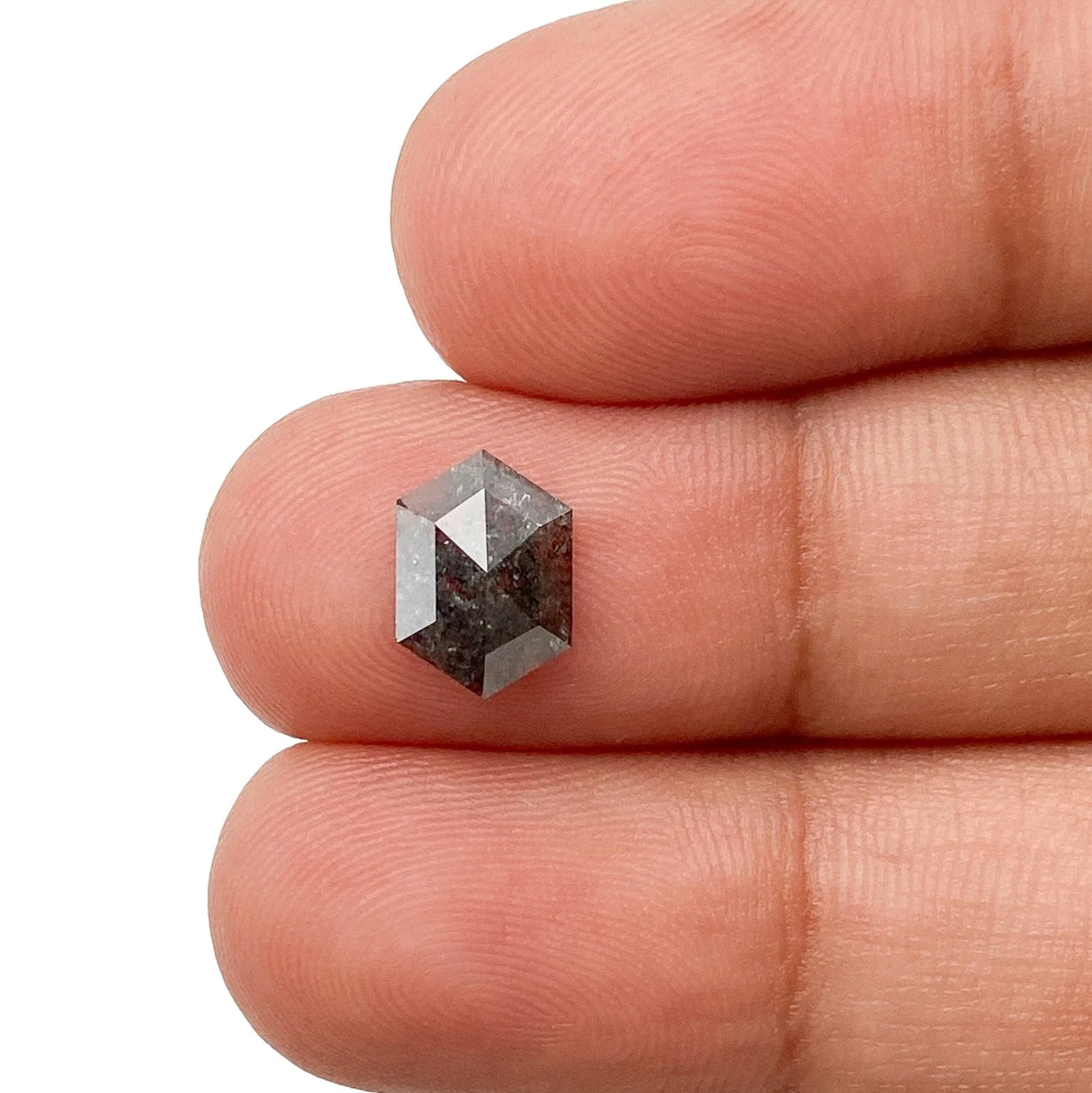 1.14ct | Salt & Pepper Hexagon Shape Rose Cut Diamond - Image 3
