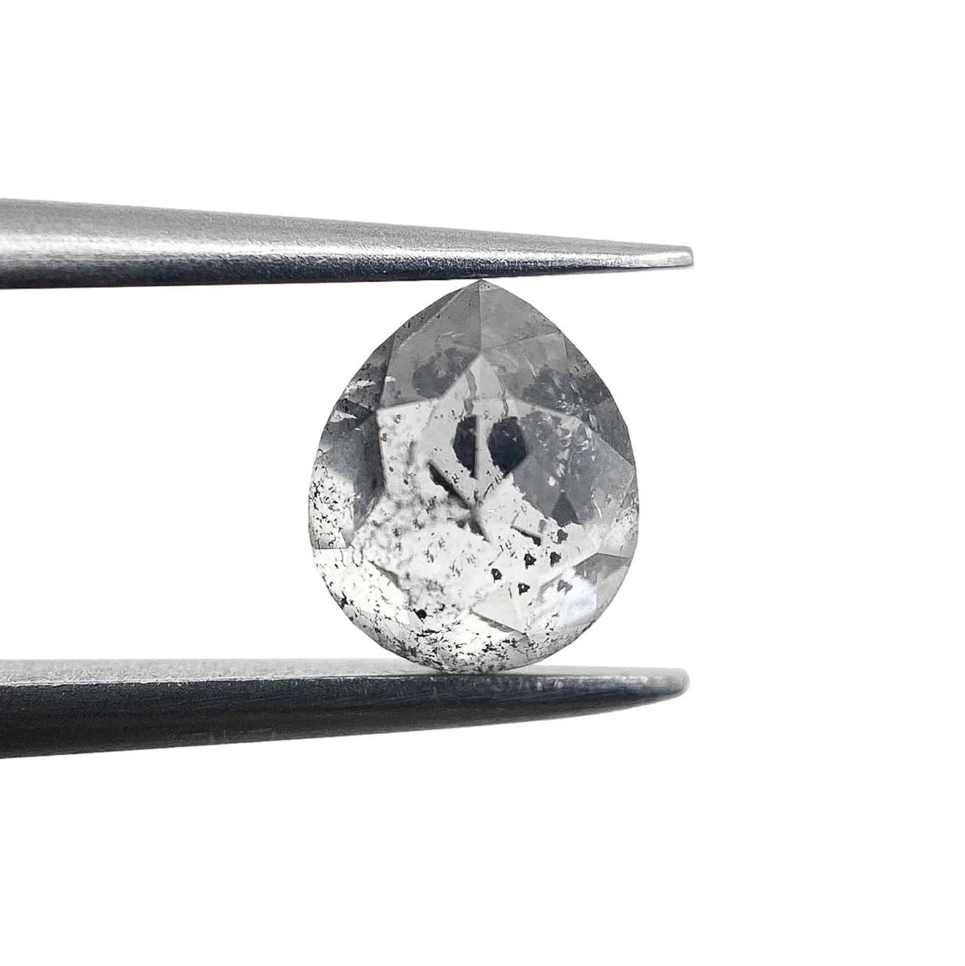 1.14ct | Salt & Pepper Pear Shape Rose Cut Diamond - Image 3