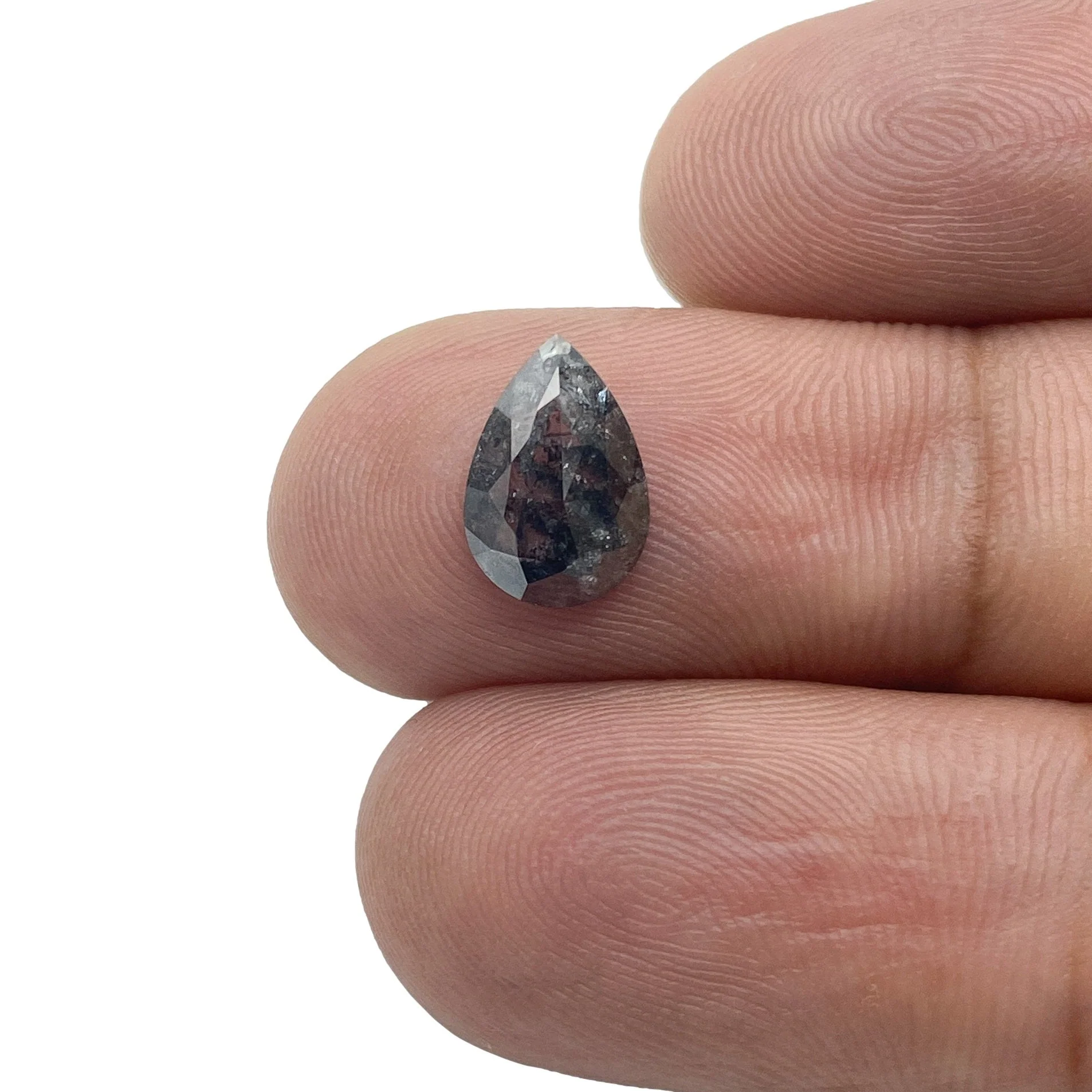 1.15ct | Salt & Pepper Pear Shape Rose Cut Diamond - Image 3