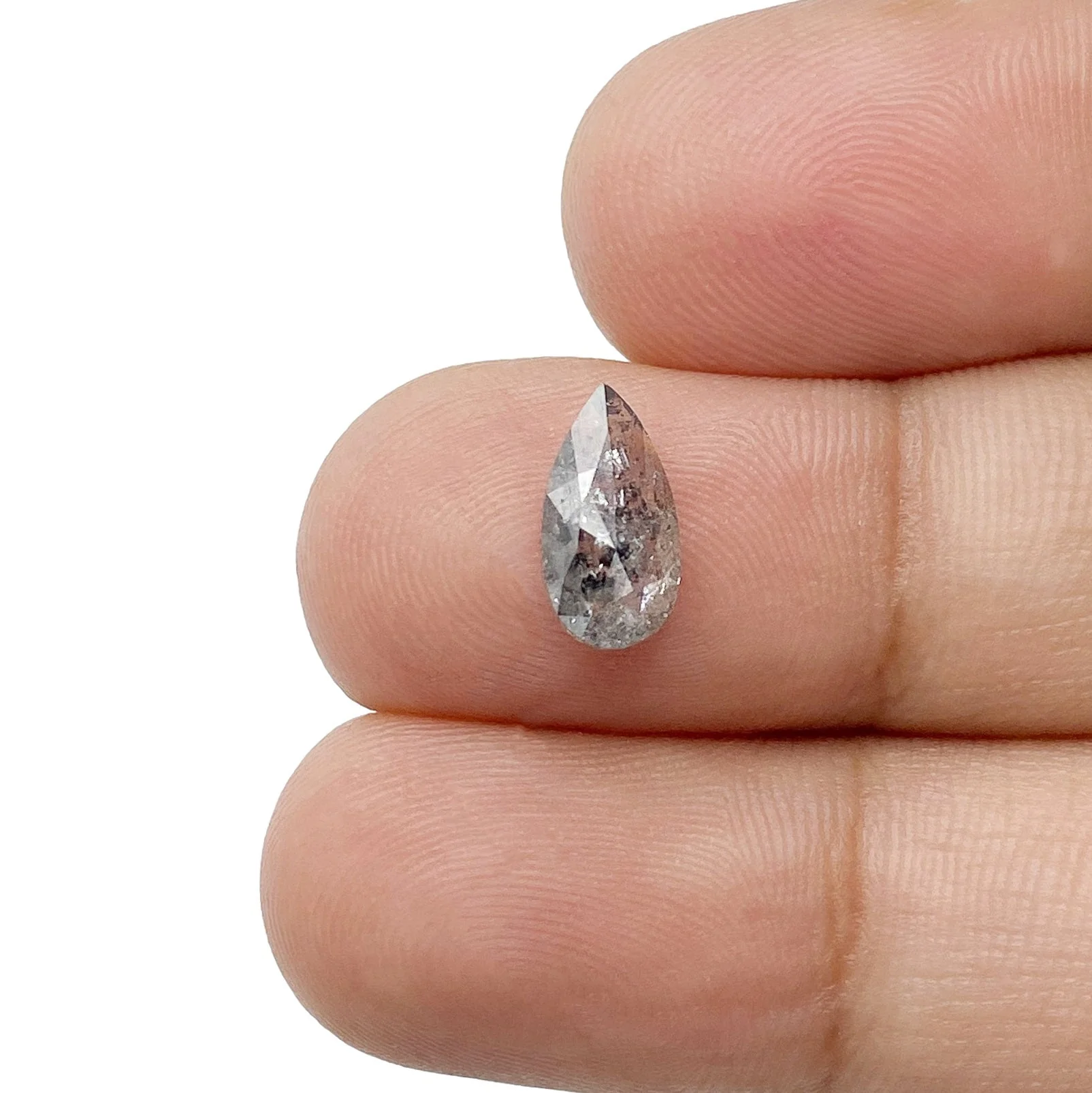 1.19ct | Salt & Pepper Pear Shape Rose Cut Diamond - Image 3