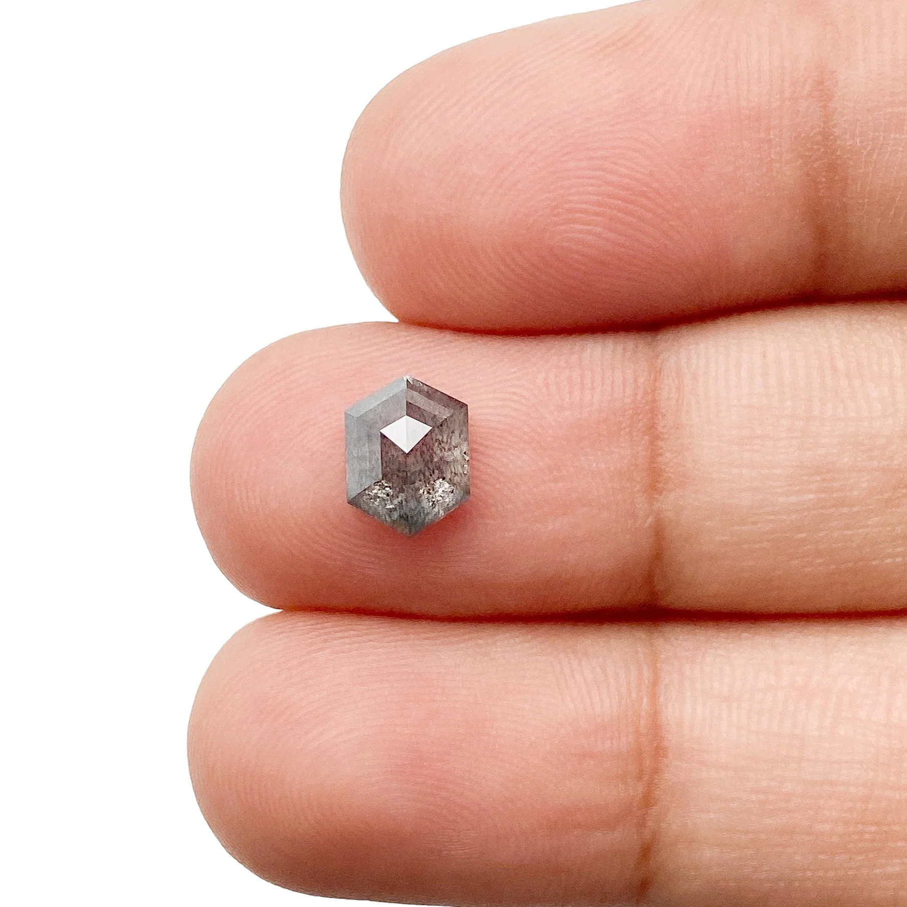 1.25ct | Salt & Pepper Hexagon Shape Rose Cut Diamond - Image 3