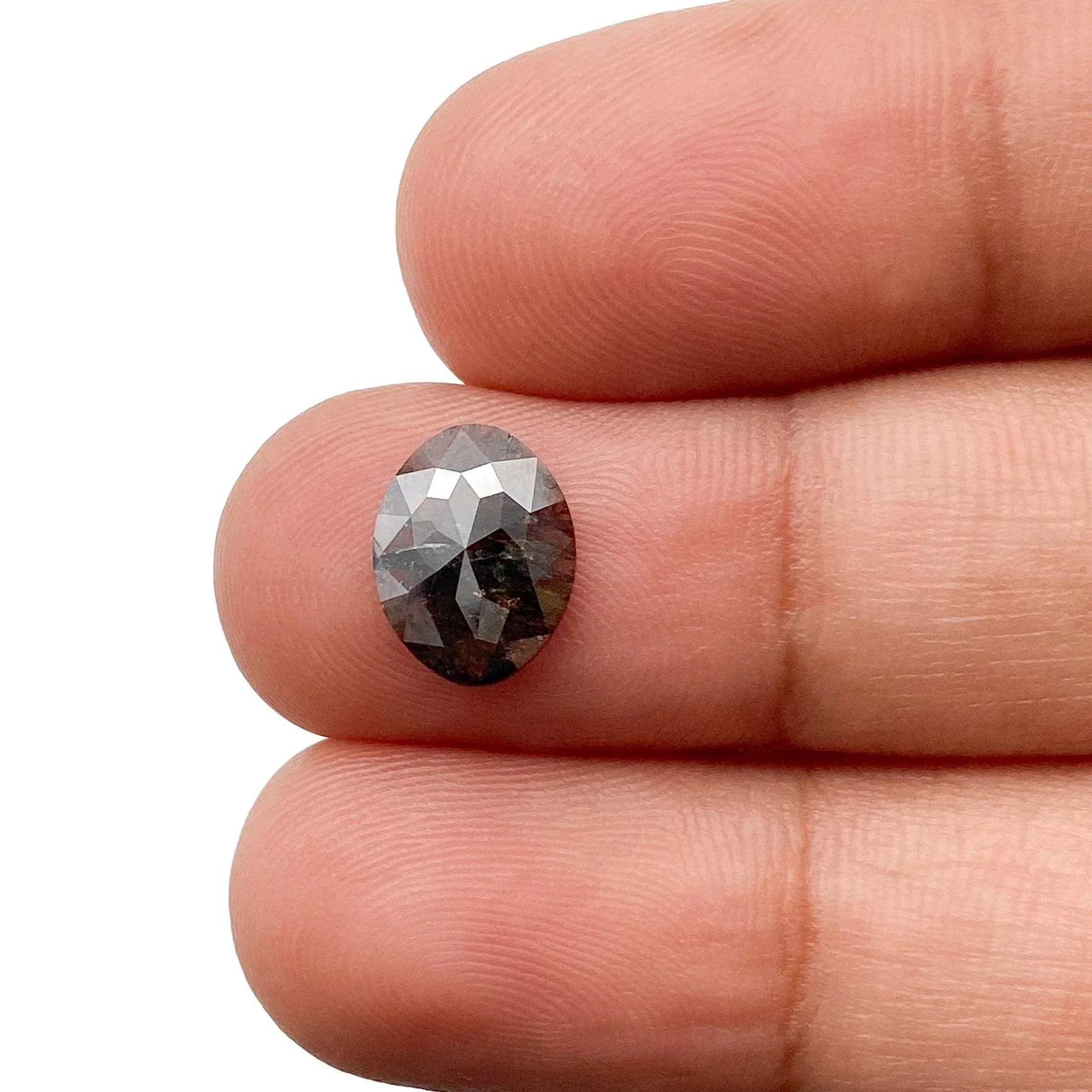 1.25ct | Salt & Pepper Oval Shape Rose Cut Diamond - Image 3