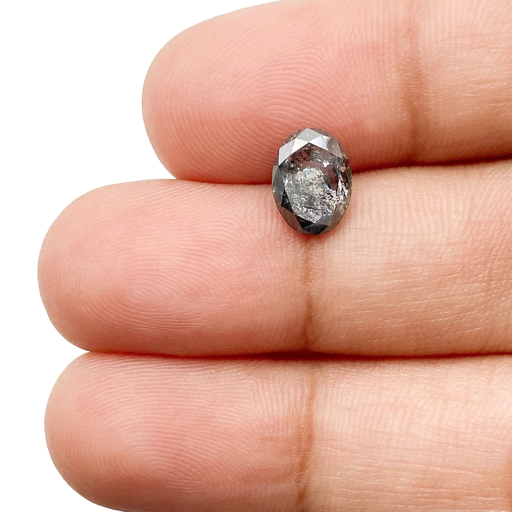 1.28ct | Salt & Pepper Oval Shape Rose Cut Diamond - Image 3