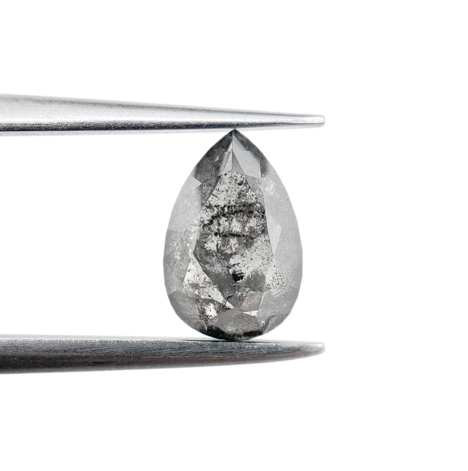 1.28ct | Salt & Pepper Pear Shape Rose Cut Diamond - Image 2