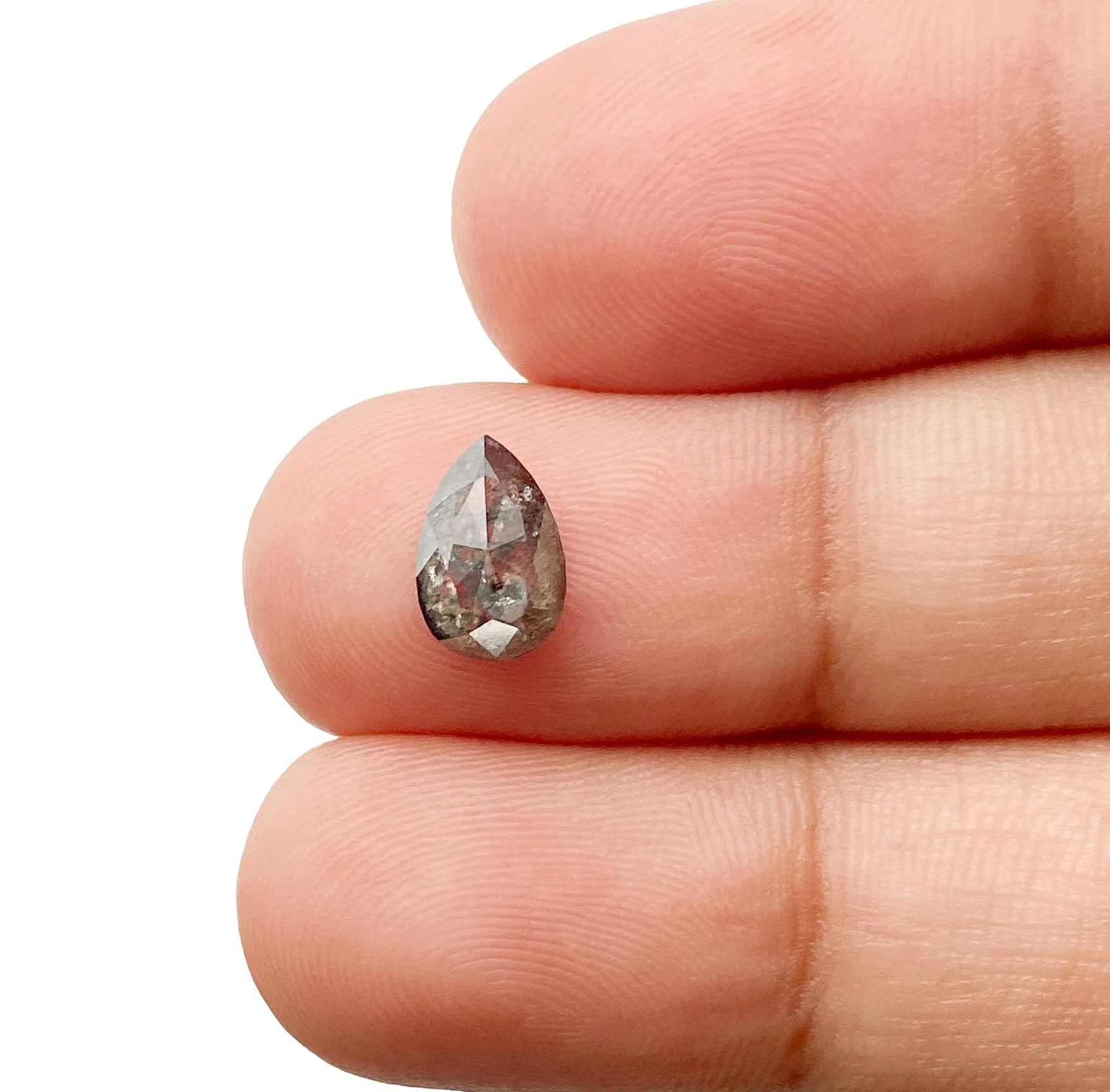1.28ct | Salt & Pepper Pear Shape Rose Cut Diamond - Image 3