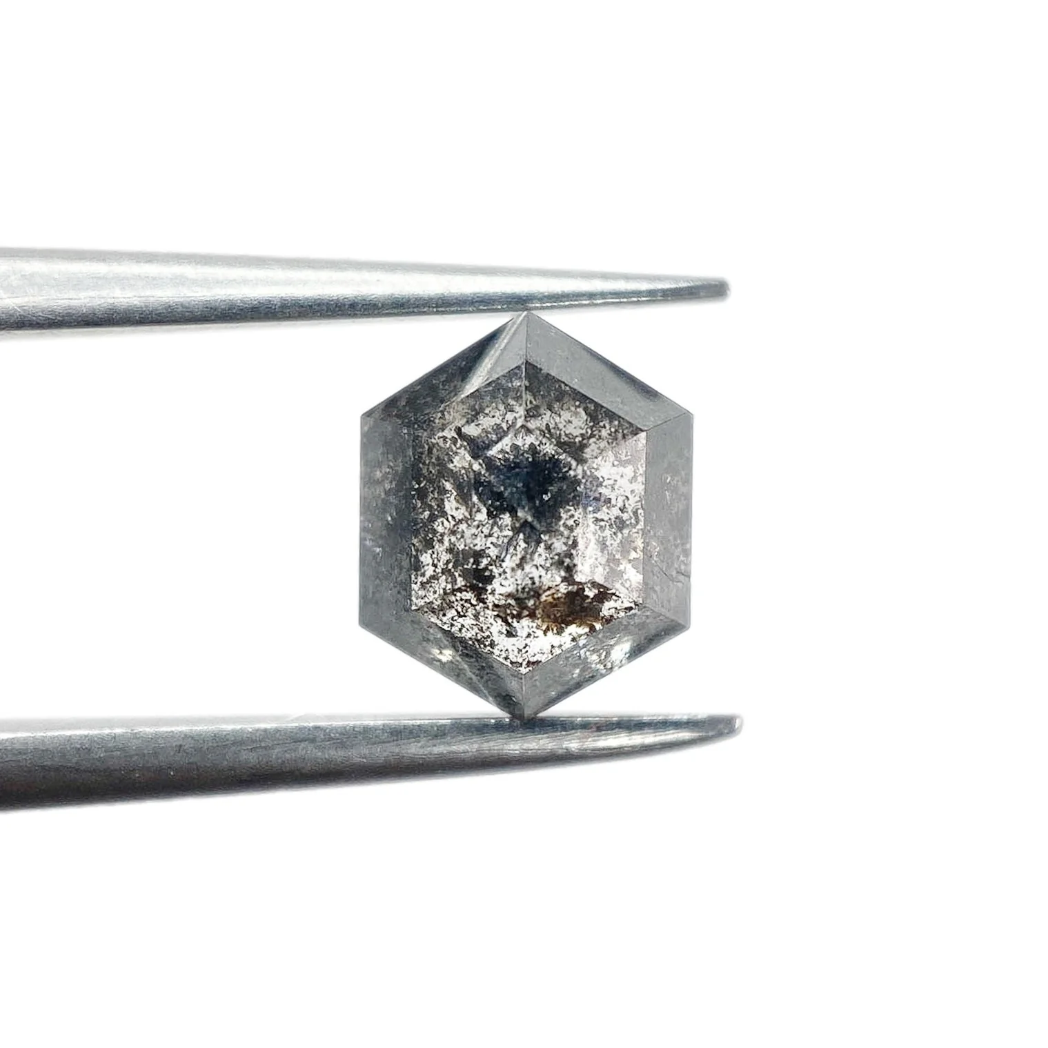 1.32ct | Salt & Pepper Hexagon Shape Rose Cut Diamond - Image 2