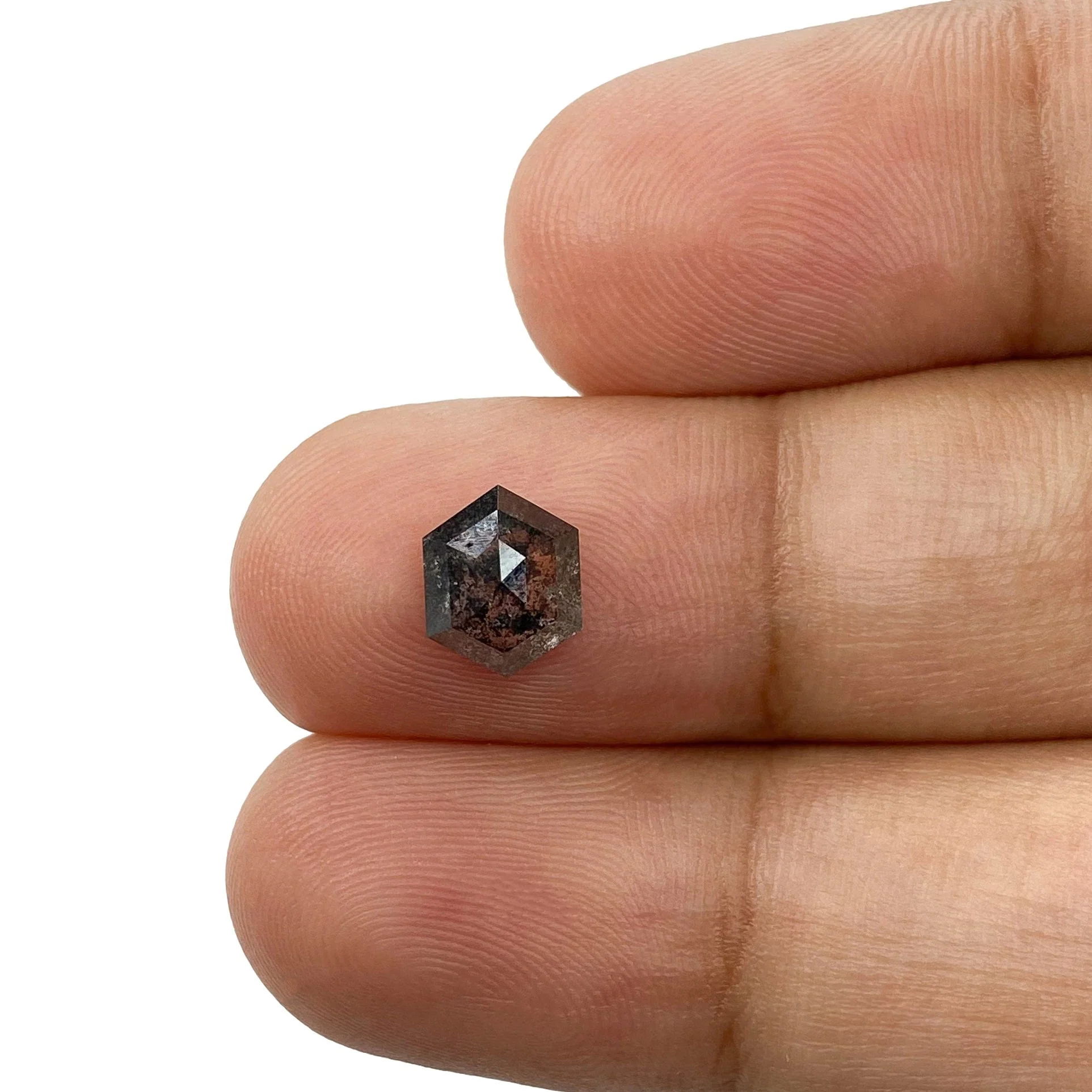 1.32ct | Salt & Pepper Hexagon Shape Rose Cut Diamond - Image 3