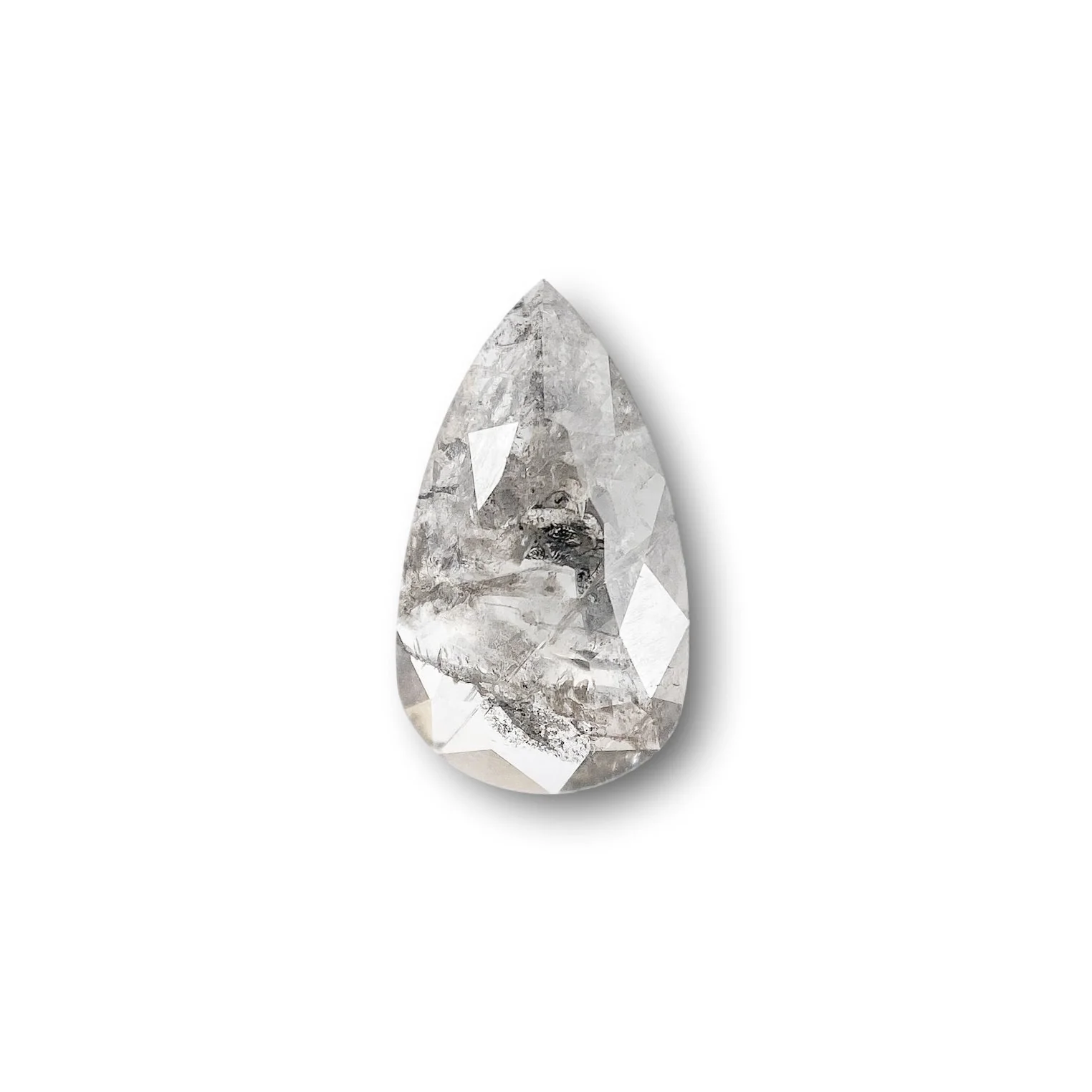 1.35ct | Salt & Pepper Pear Shape Rose Cut Diamond