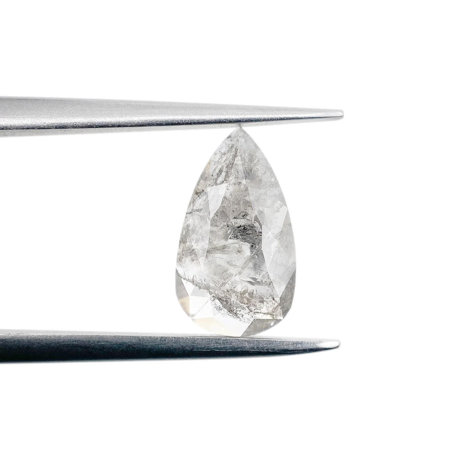 1.35ct | Salt & Pepper Pear Shape Rose Cut Diamond - Image 2
