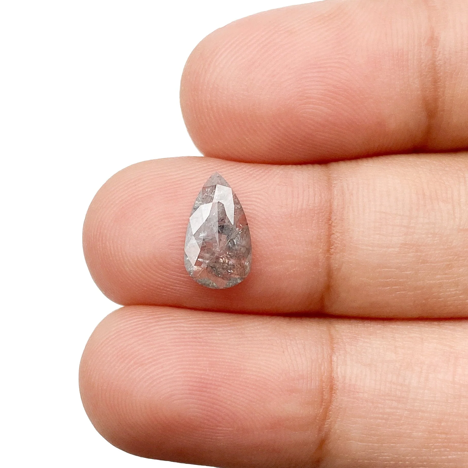 1.35ct | Salt & Pepper Pear Shape Rose Cut Diamond - Image 3