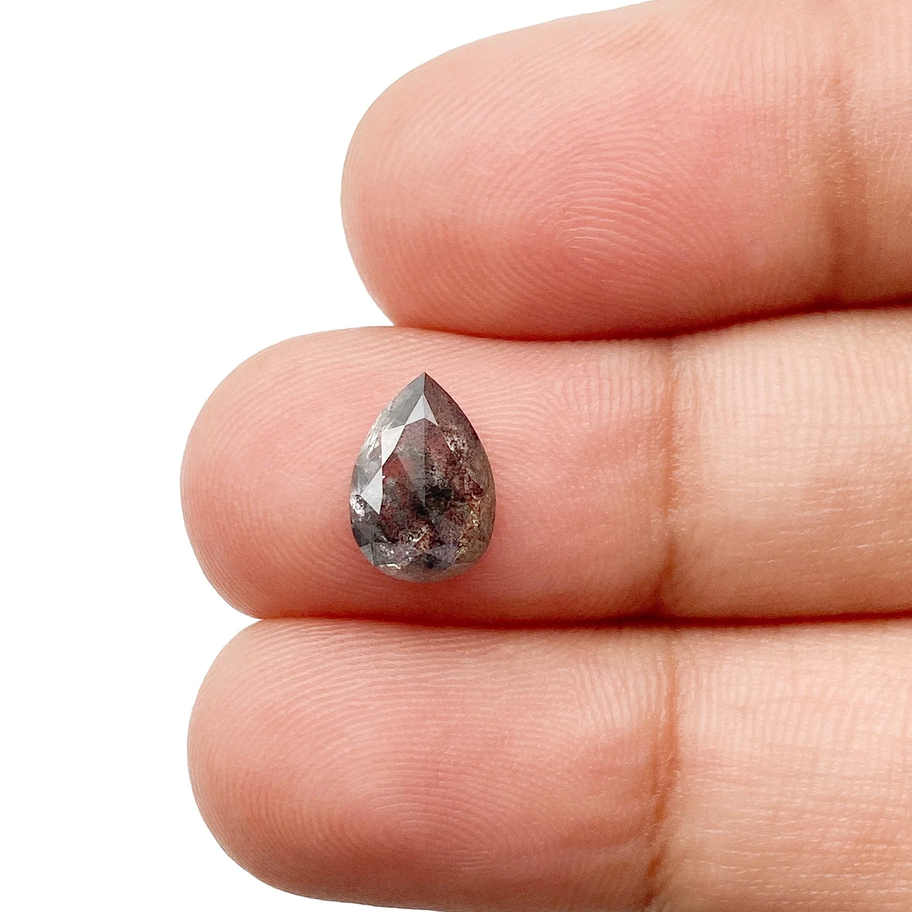 1.48ct | Salt & Pepper Pear Shape Rose Cut Diamond - Image 3