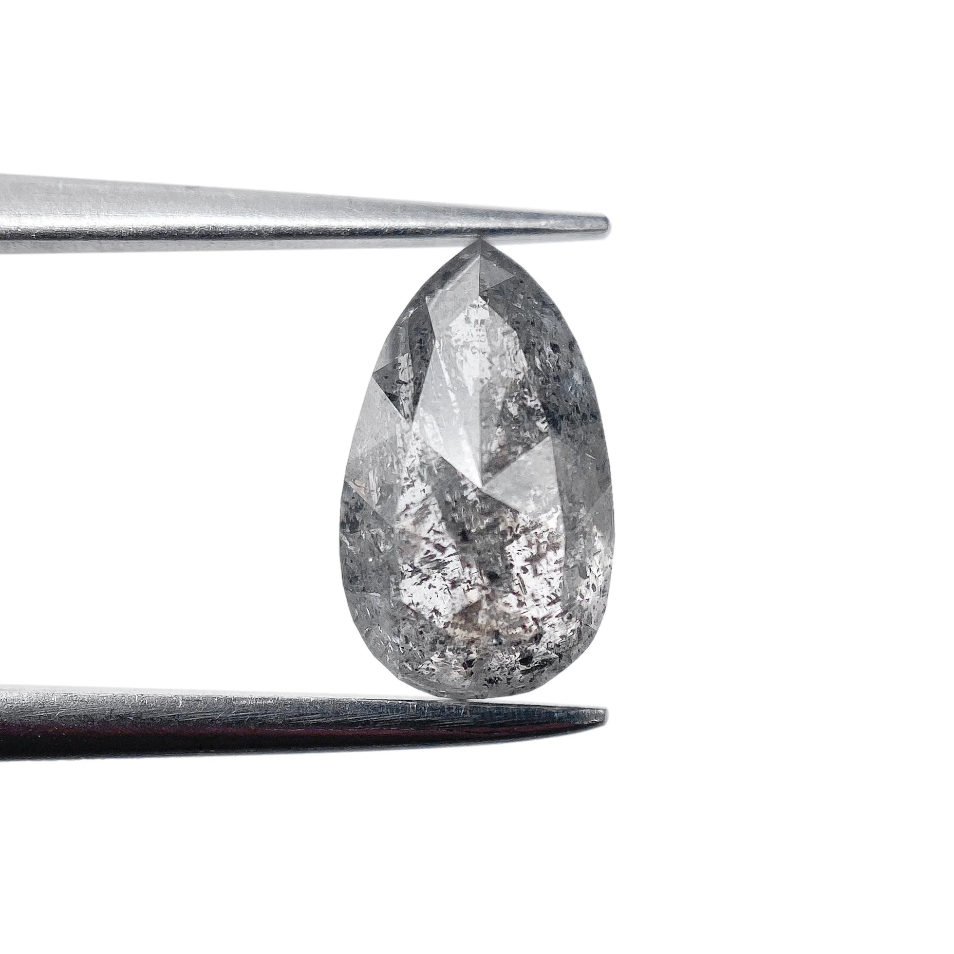 1.76ct | Salt & Pepper Pear Shape Rose Cut Diamond - Image 2