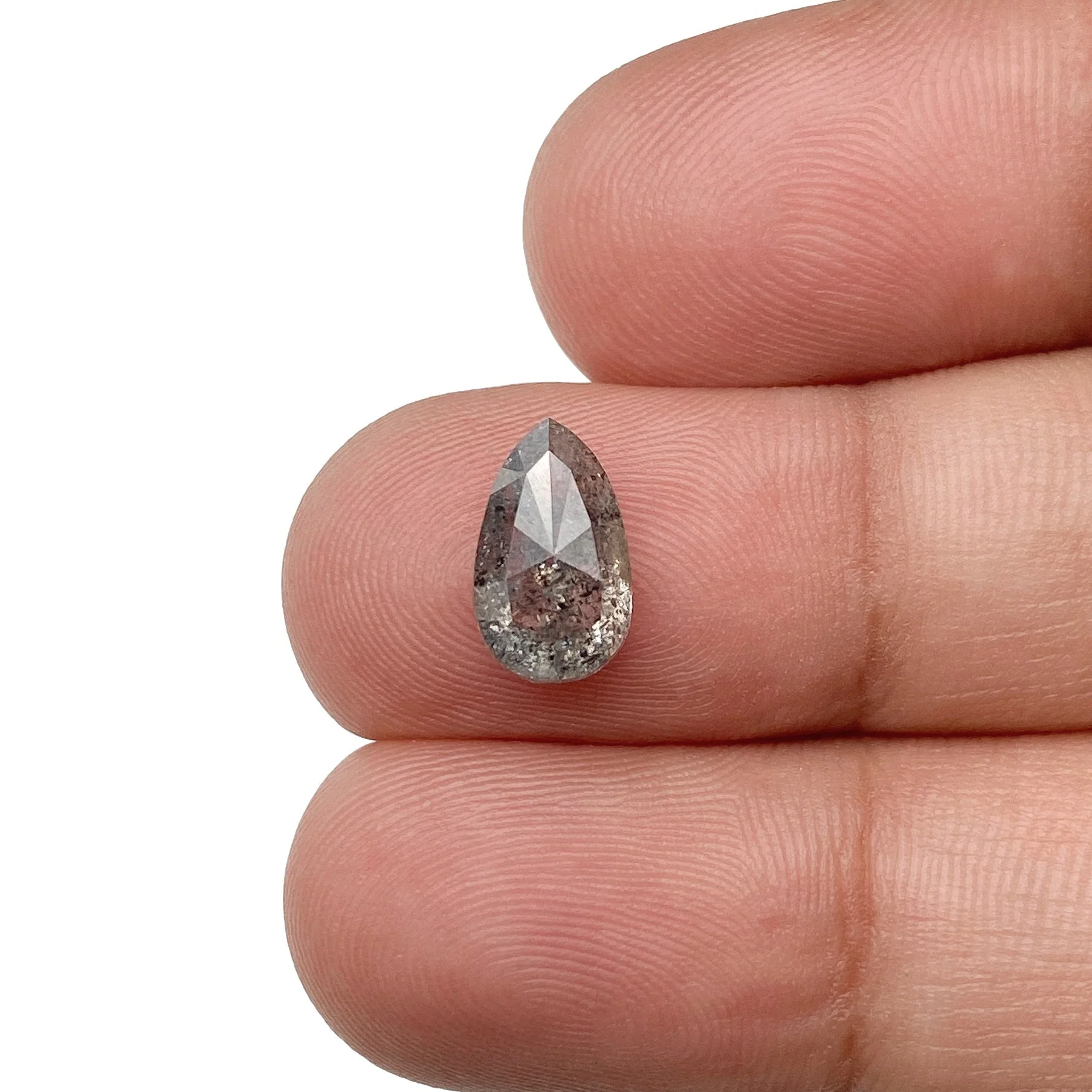 1.76ct | Salt & Pepper Pear Shape Rose Cut Diamond - Image 3
