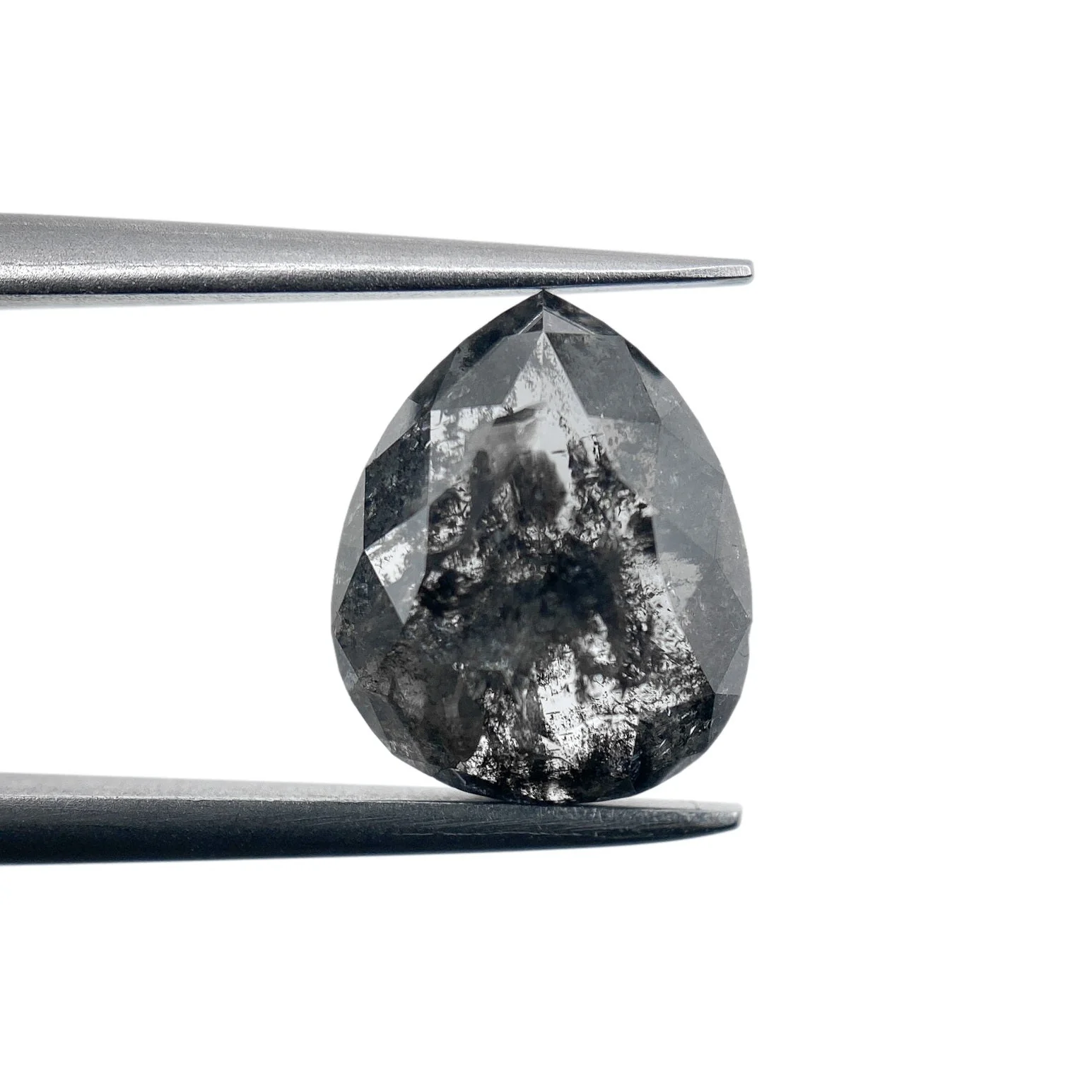 2.44ct | Salt & Pepper Pear Shape Rose Cut Diamond - Image 2