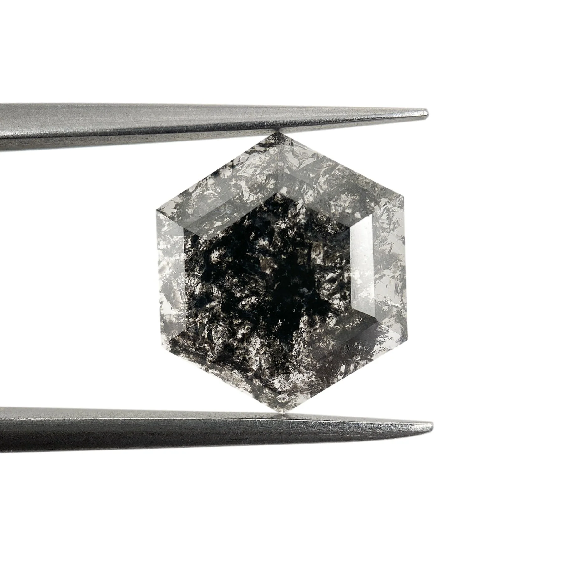 2.80ct | Salt & Pepper Hexagon Shape Rose Cut Diamond - Image 2