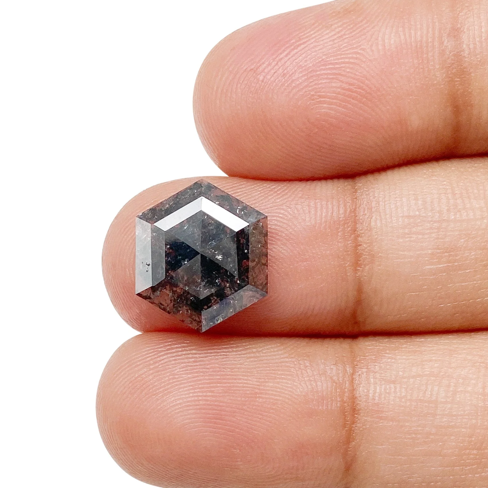 2.80ct | Salt & Pepper Hexagon Shape Rose Cut Diamond - Image 3
