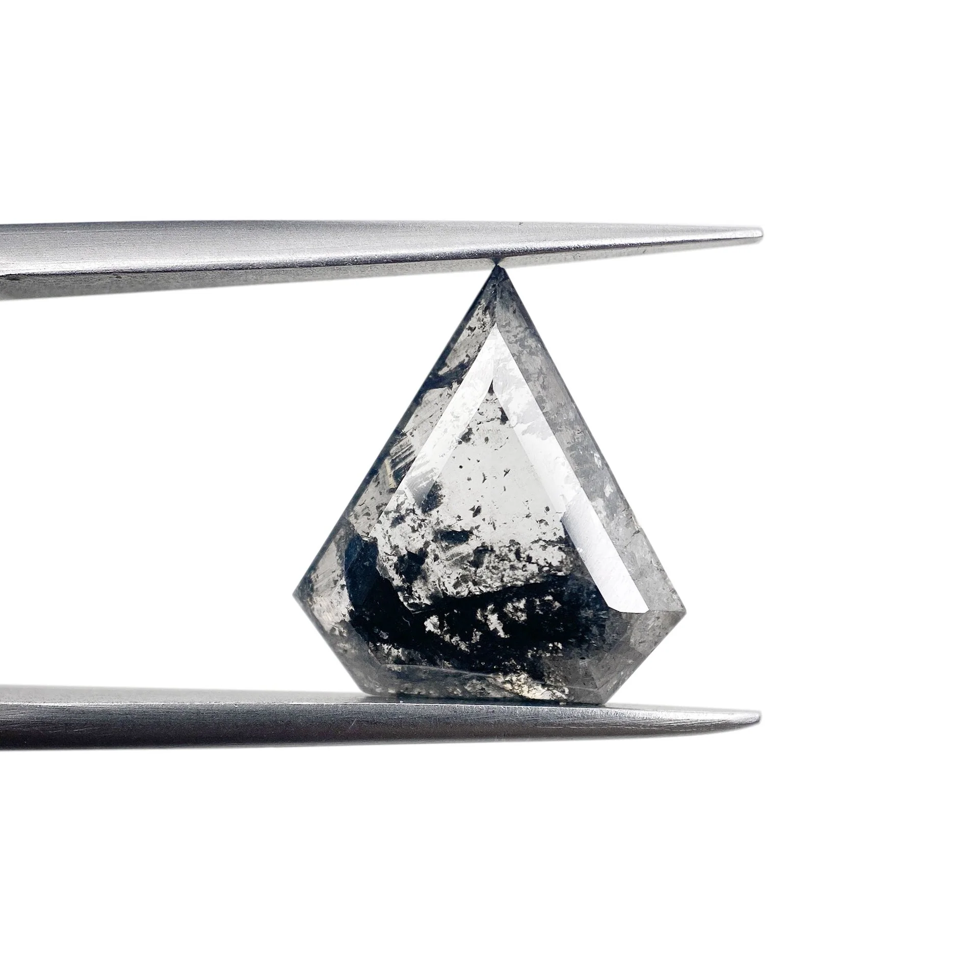 2.90ct | Salt & Pepper Shield Shape Rose Cut Diamond - Image 2