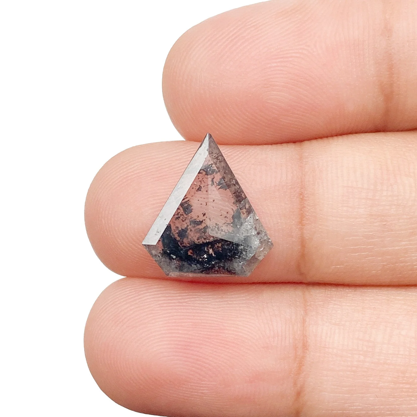 2.90ct | Salt & Pepper Shield Shape Rose Cut Diamond - Image 3
