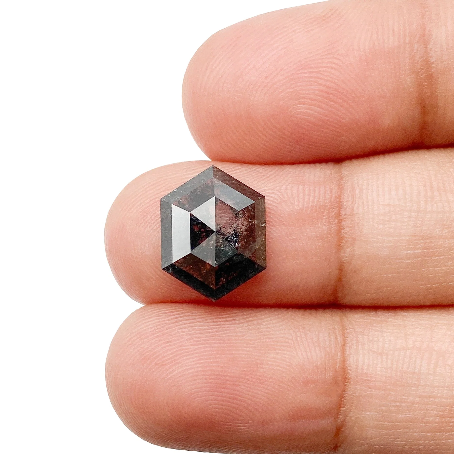 2.91ct | Salt & Pepper Hexagon Shape Step Cut Diamond - Image 3