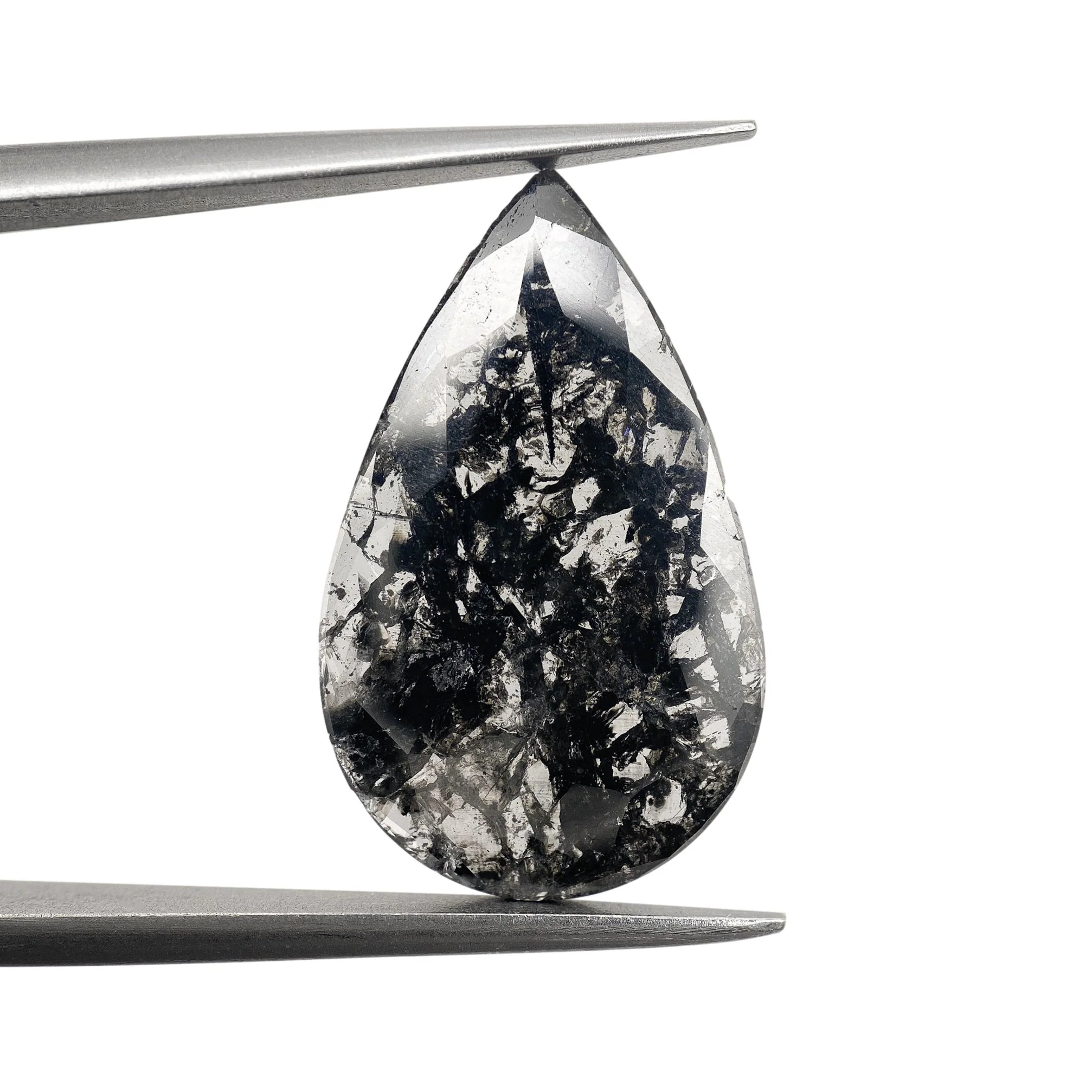 2.96ct | Salt & Pepper Pear Shape Rose Cut Diamond - Image 2