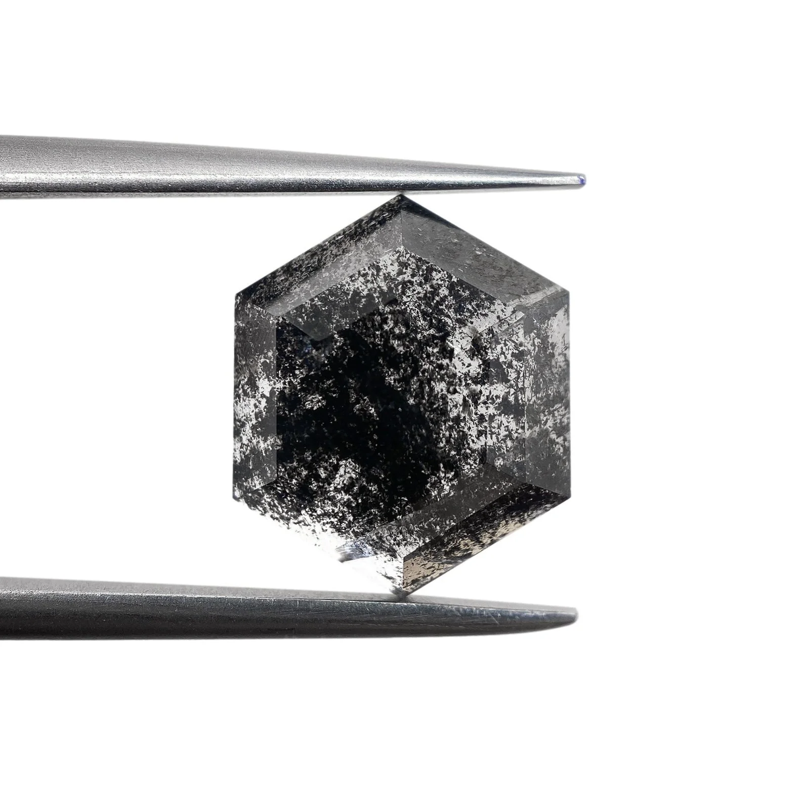 3.11ct | Salt & Pepper Hexagon Shape Rose Cut Diamond - Image 2