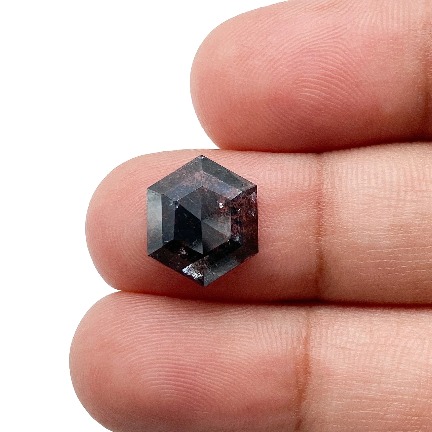 3.11ct | Salt & Pepper Hexagon Shape Rose Cut Diamond - Image 3