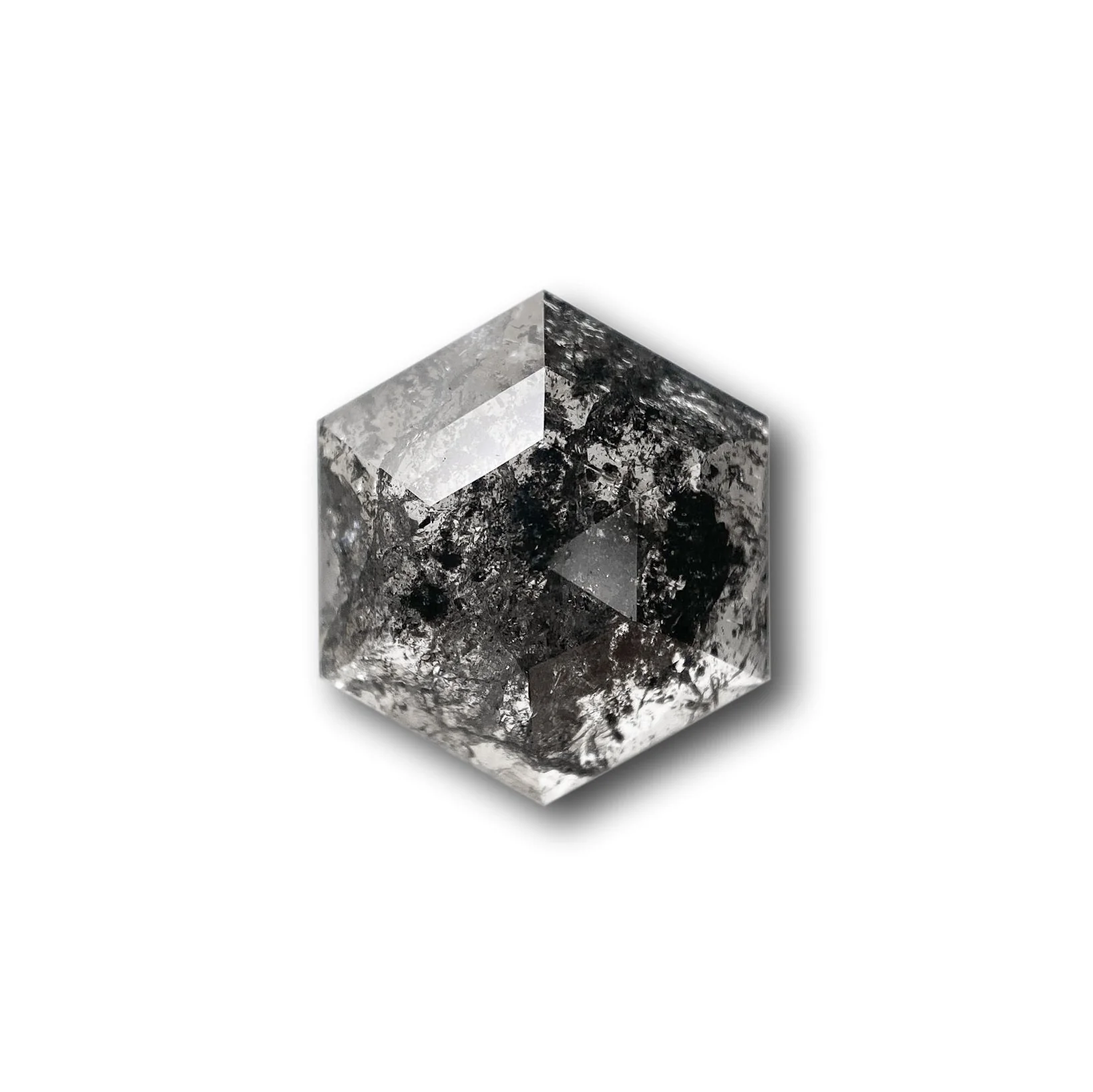 3.11ct | Salt & Pepper Hexagon Shape Rose Cut Diamond