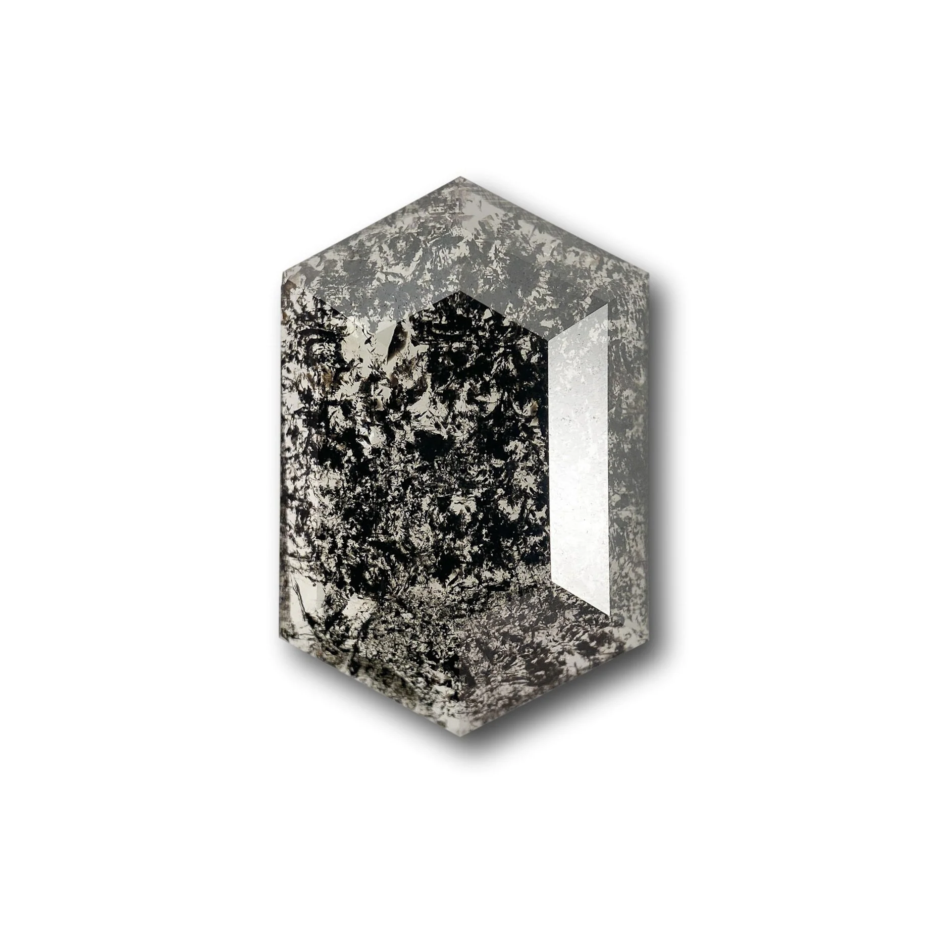 3.15ct | Salt & Pepper Hexagon Shape Rose Cut Diamond