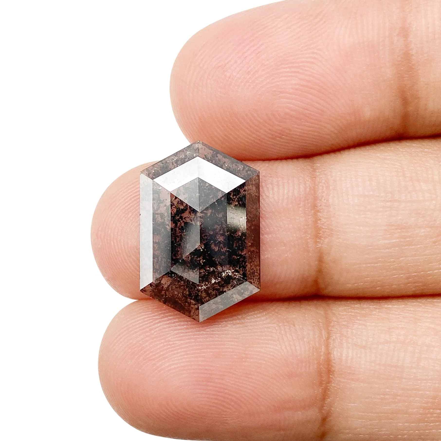 3.15ct | Salt & Pepper Hexagon Shape Rose Cut Diamond - Image 3