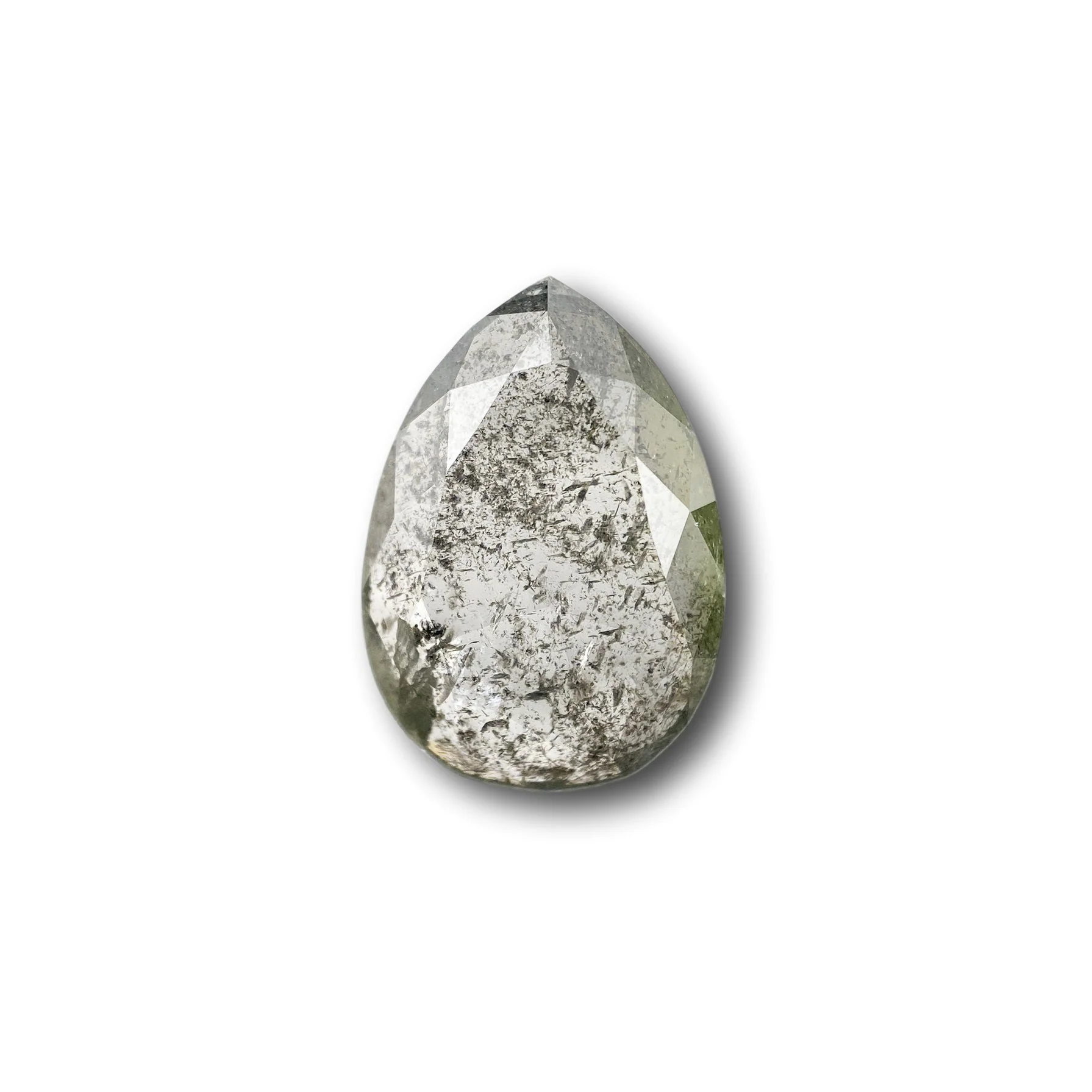 3.42ct | Salt & Pepper Pear Shape Rose Cut Diamond
