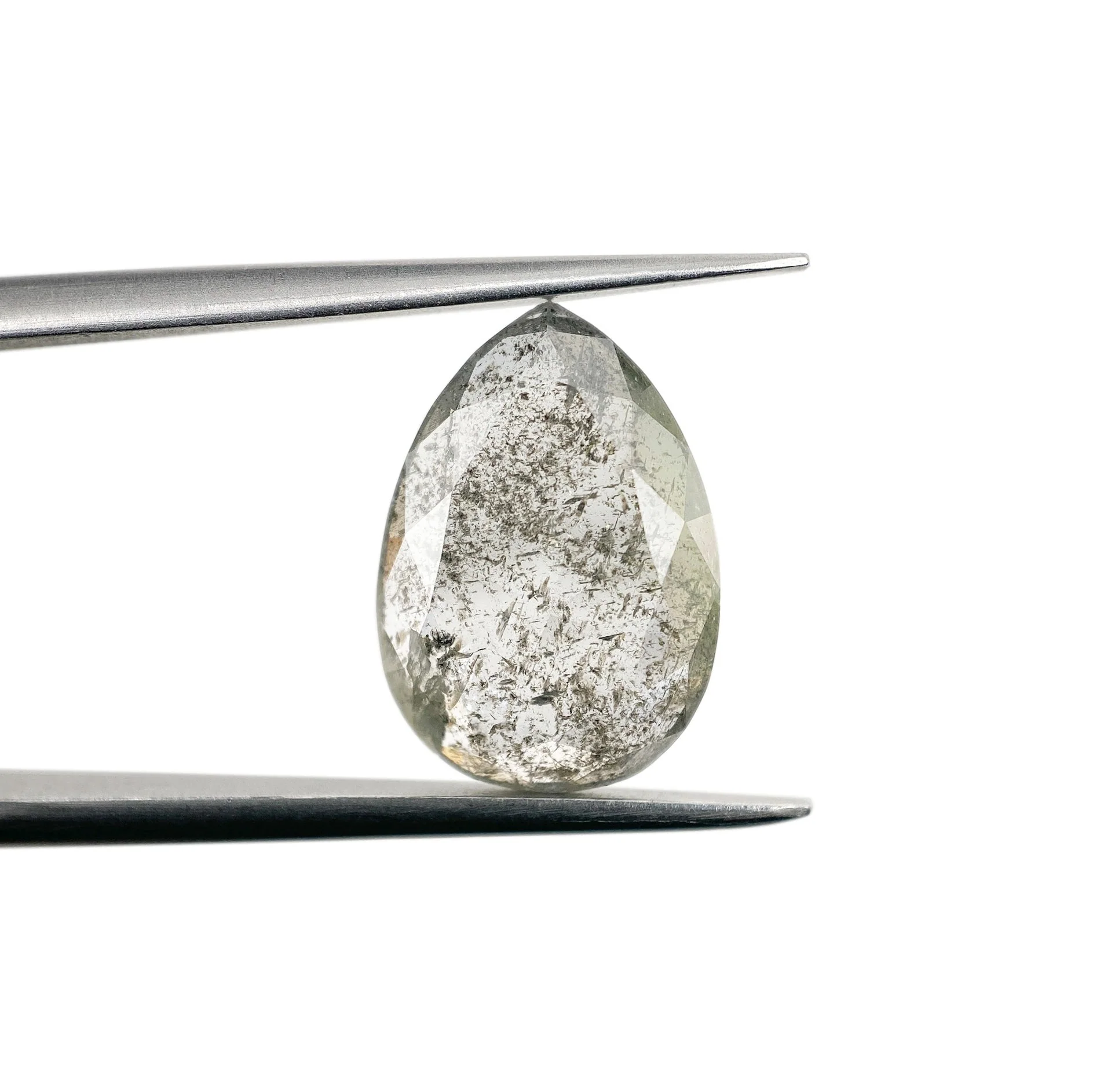 3.42ct | Salt & Pepper Pear Shape Rose Cut Diamond - Image 2