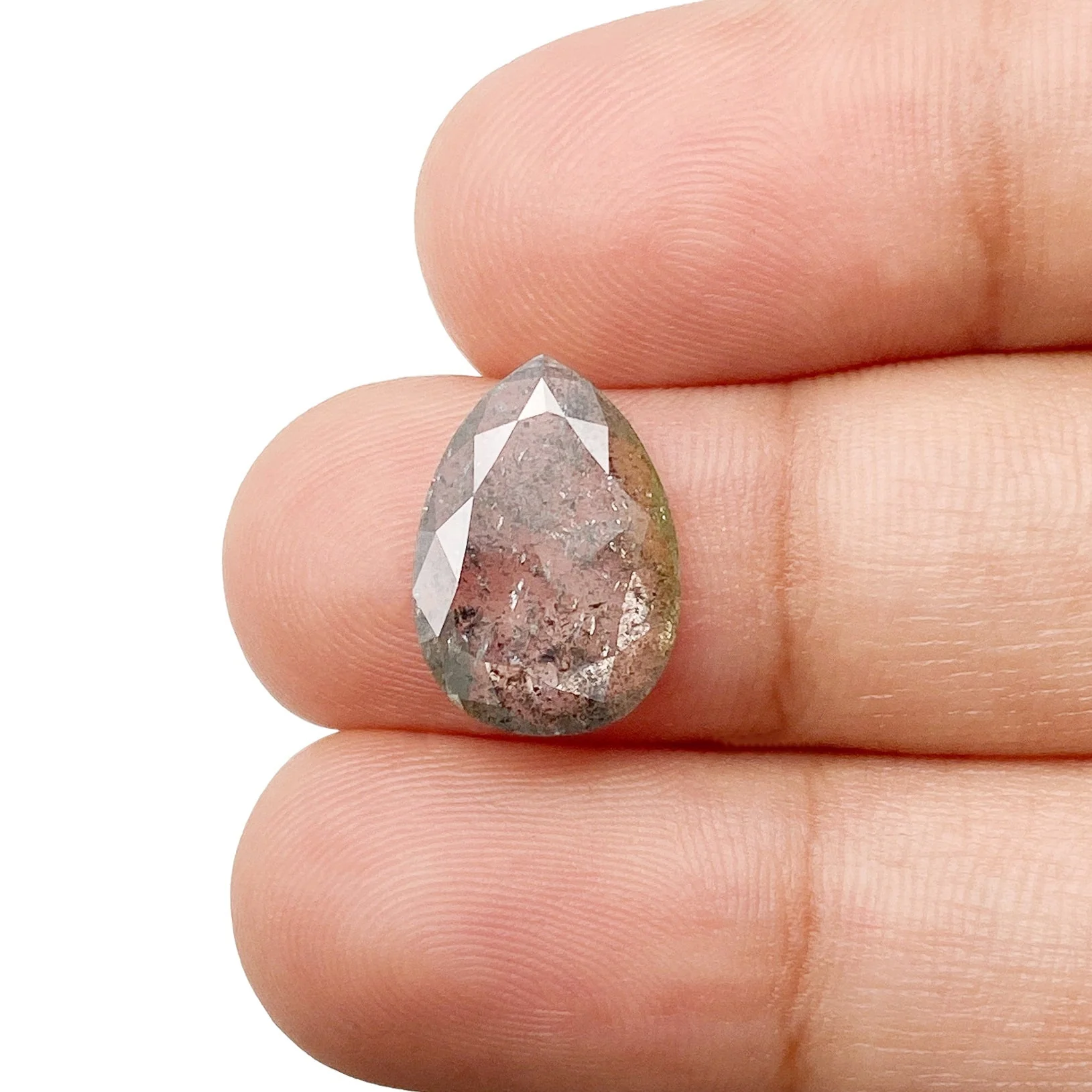 3.42ct | Salt & Pepper Pear Shape Rose Cut Diamond - Image 3