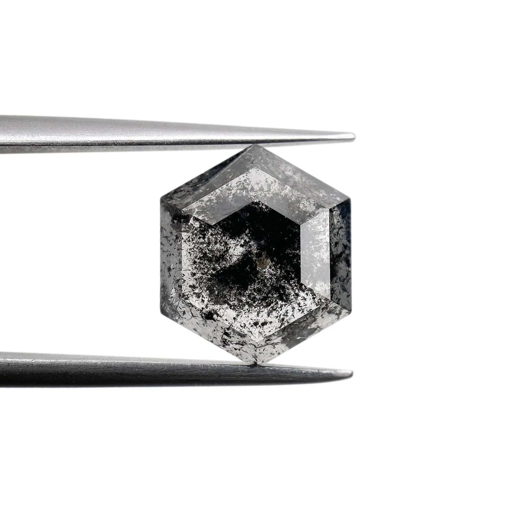 3.73ct | Salt & Pepper Hexagon Shape Step Cut Diamond - Image 2
