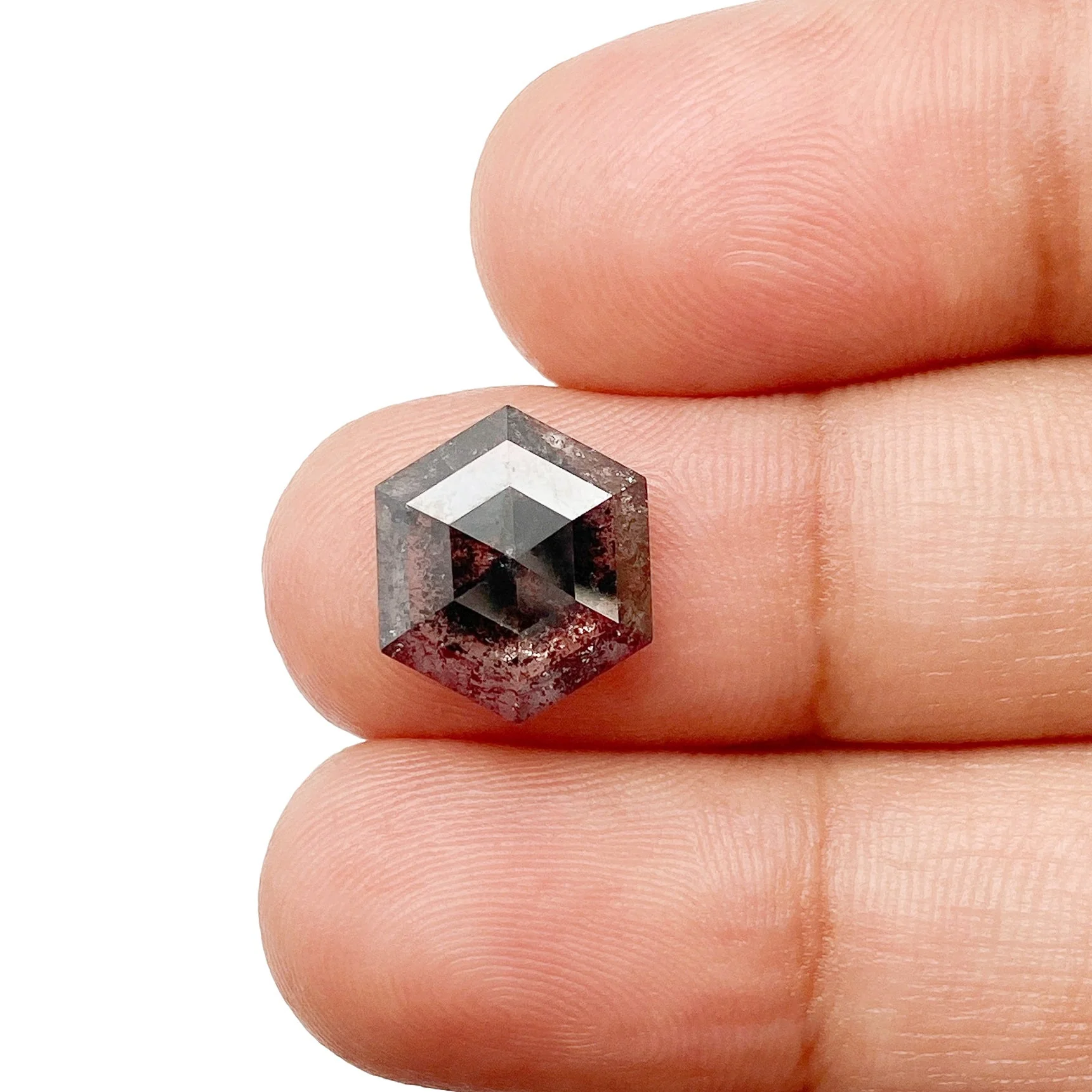3.73ct | Salt & Pepper Hexagon Shape Step Cut Diamond - Image 3