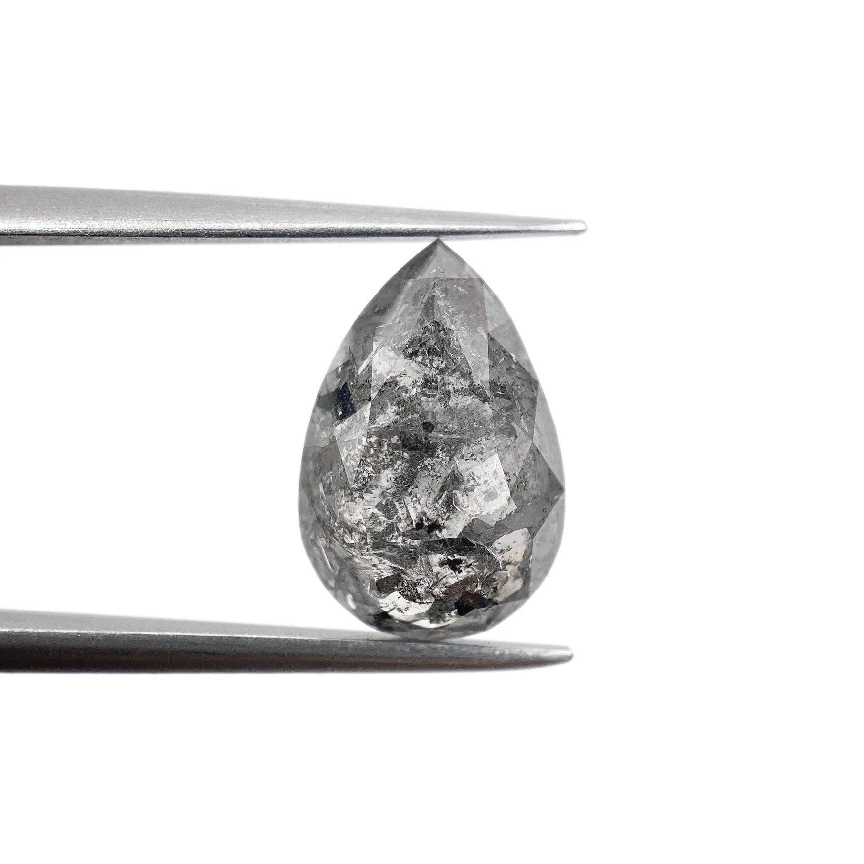 3.85ct | Salt & Pepper Pear Shape Brilliant Cut Diamond - Image 2