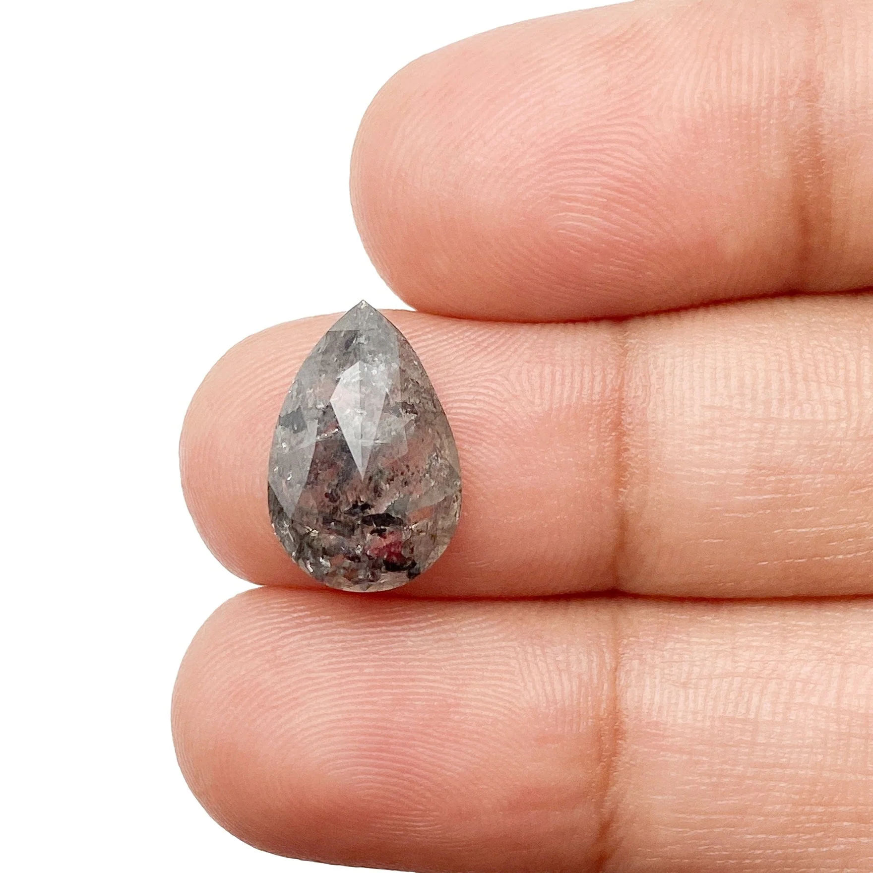 3.85ct | Salt & Pepper Pear Shape Brilliant Cut Diamond - Image 3