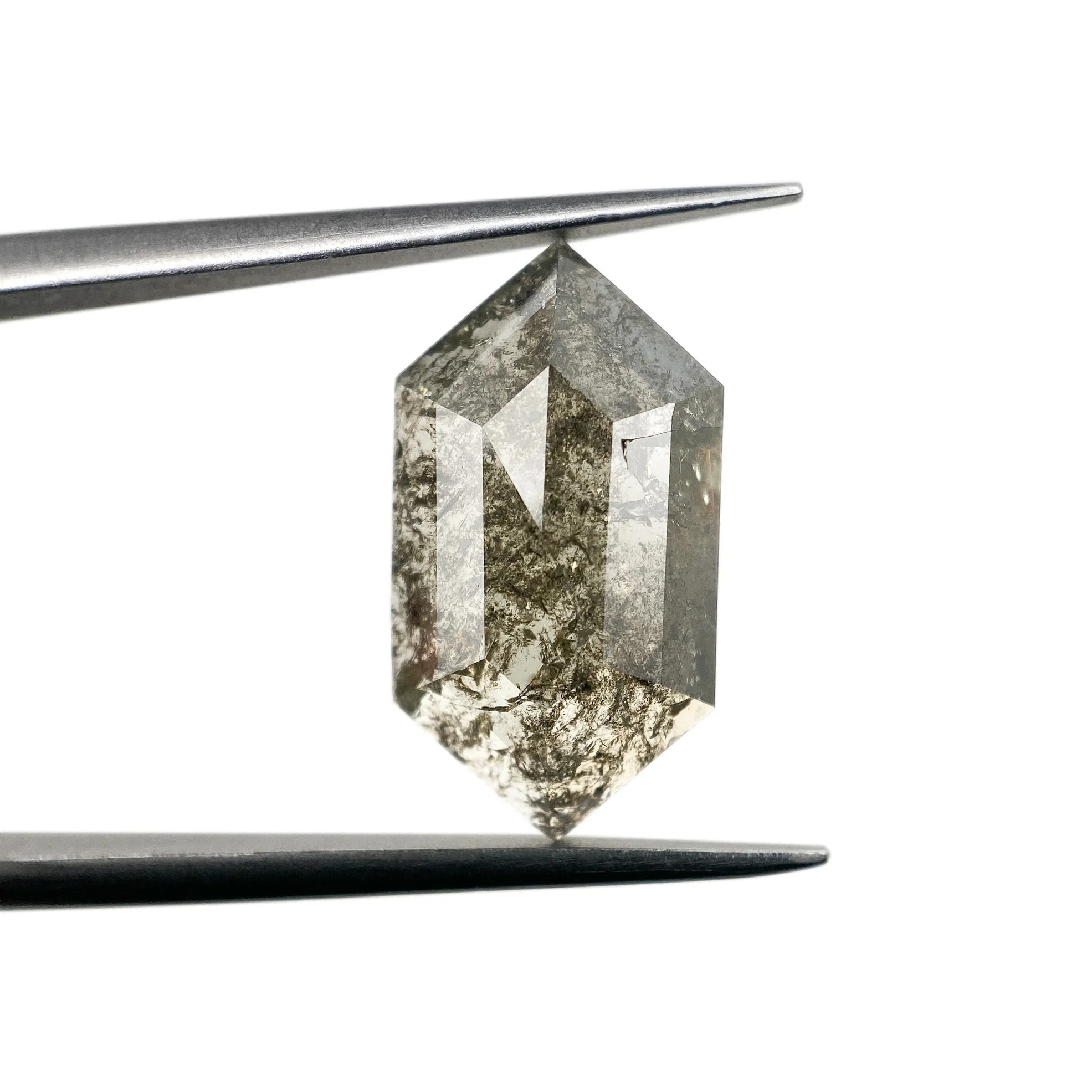 4.05ct | Salt & Pepper Hexagon Shape Rose Cut Diamond - Image 2