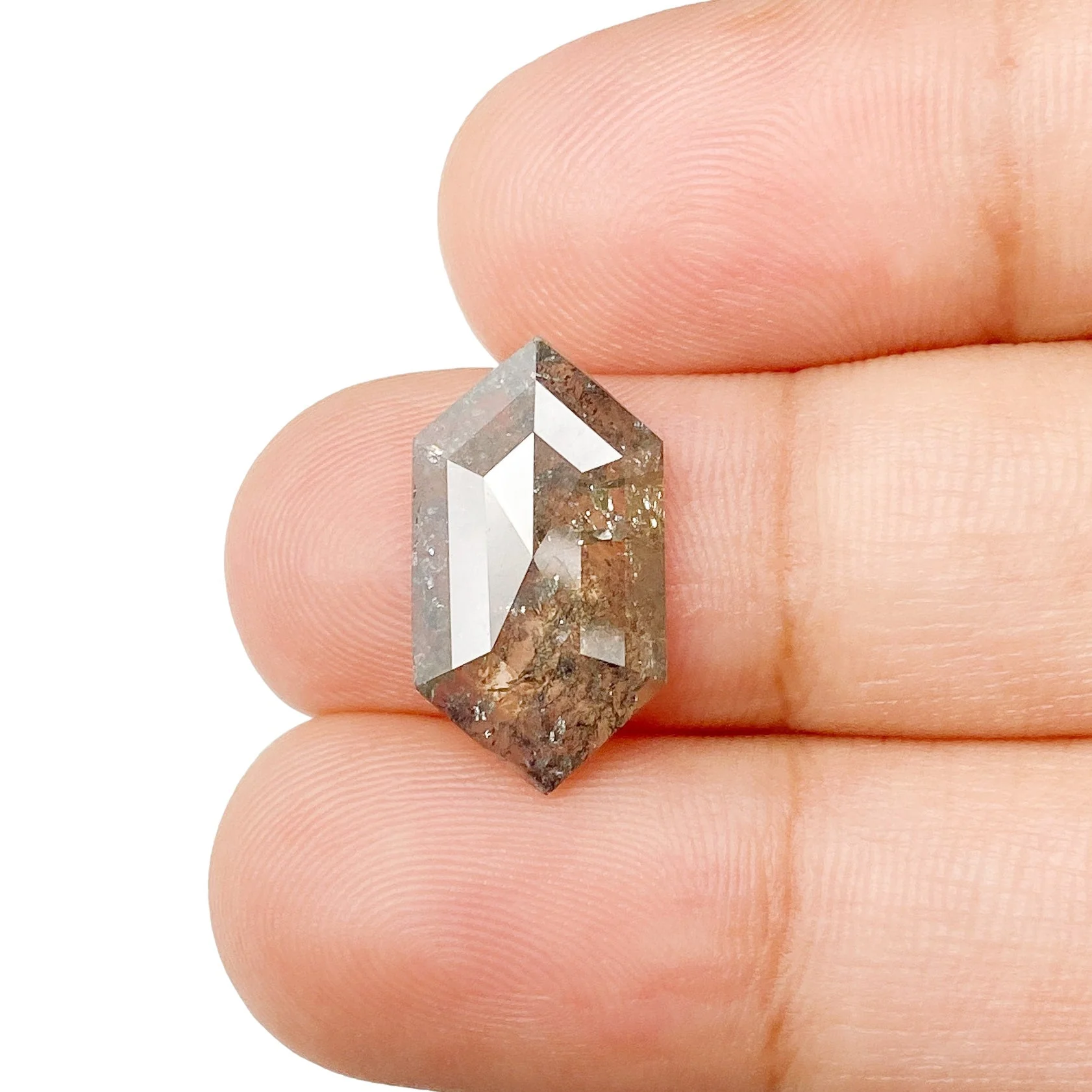 4.05ct | Salt & Pepper Hexagon Shape Rose Cut Diamond - Image 3