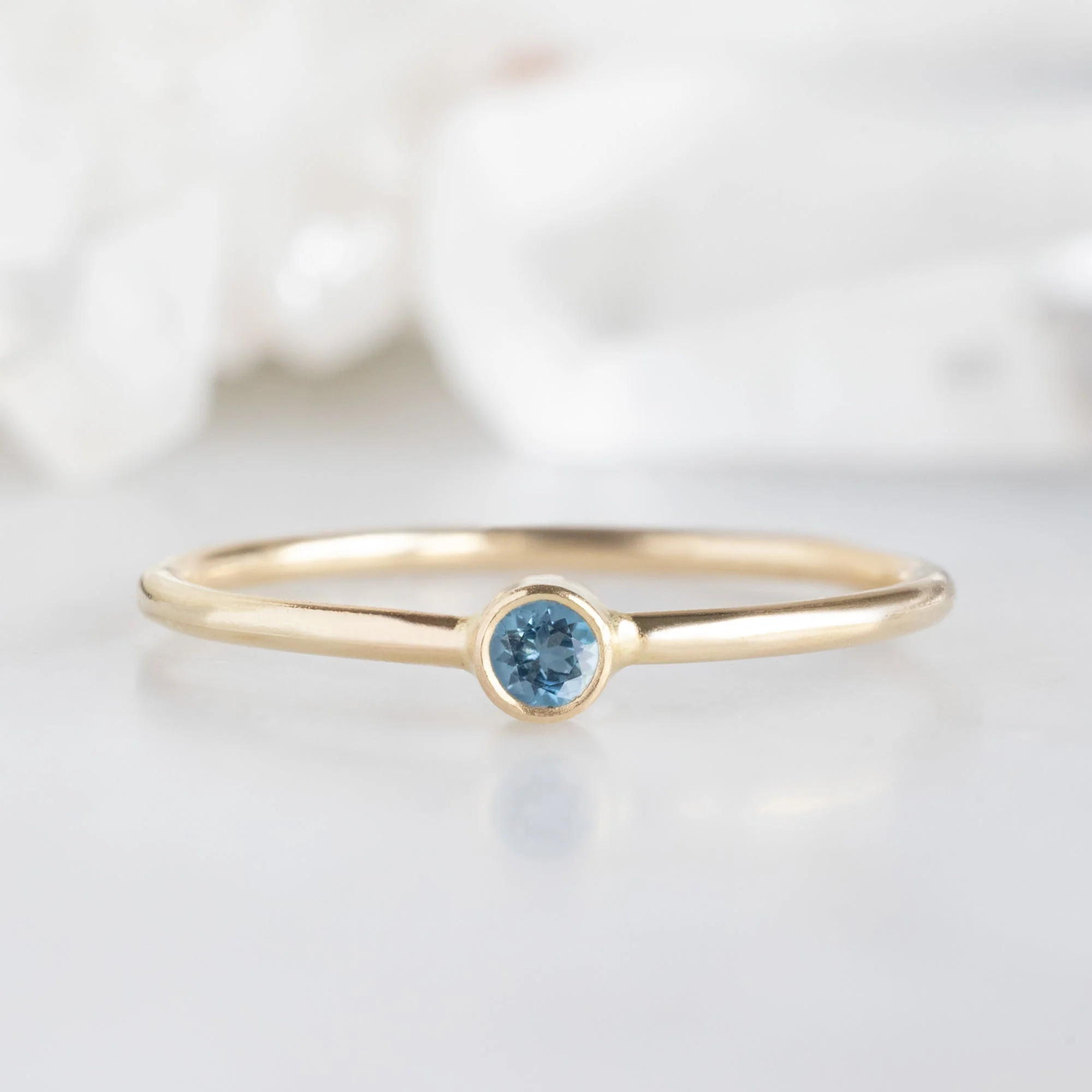 Aquamarine Birthstone Stacking Ring | Yellow, Rose or White Gold